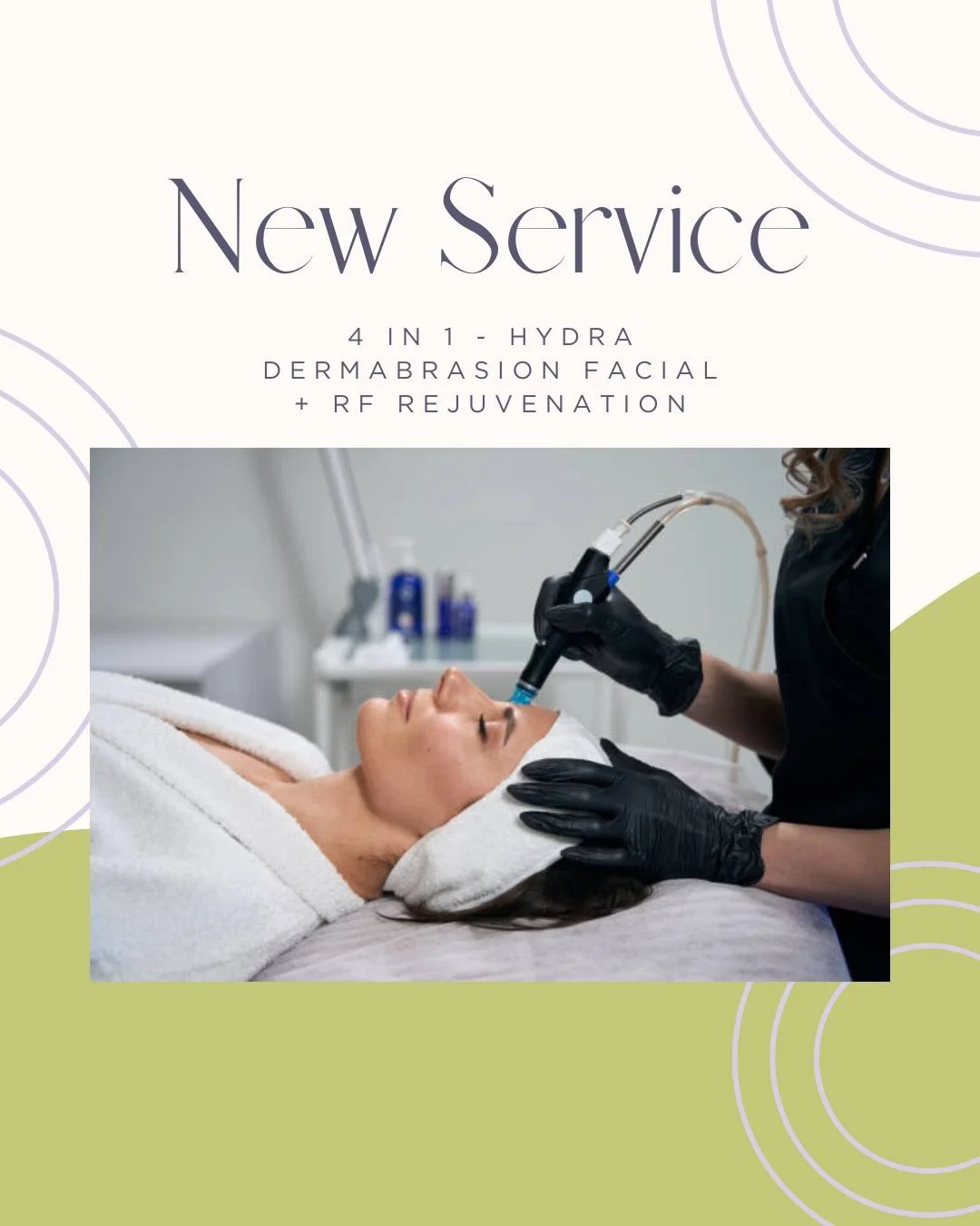 🌟THE WAIT IS OVER!!!

✨Introducing the Age-Defying Hydra Dermabrasion + RF Rejuvenation ✨

Reveal your skin&rsquo;s natural radiance and restore a youthful glow with this transformative facial.

This advanced treatment combines multiple modalities i
