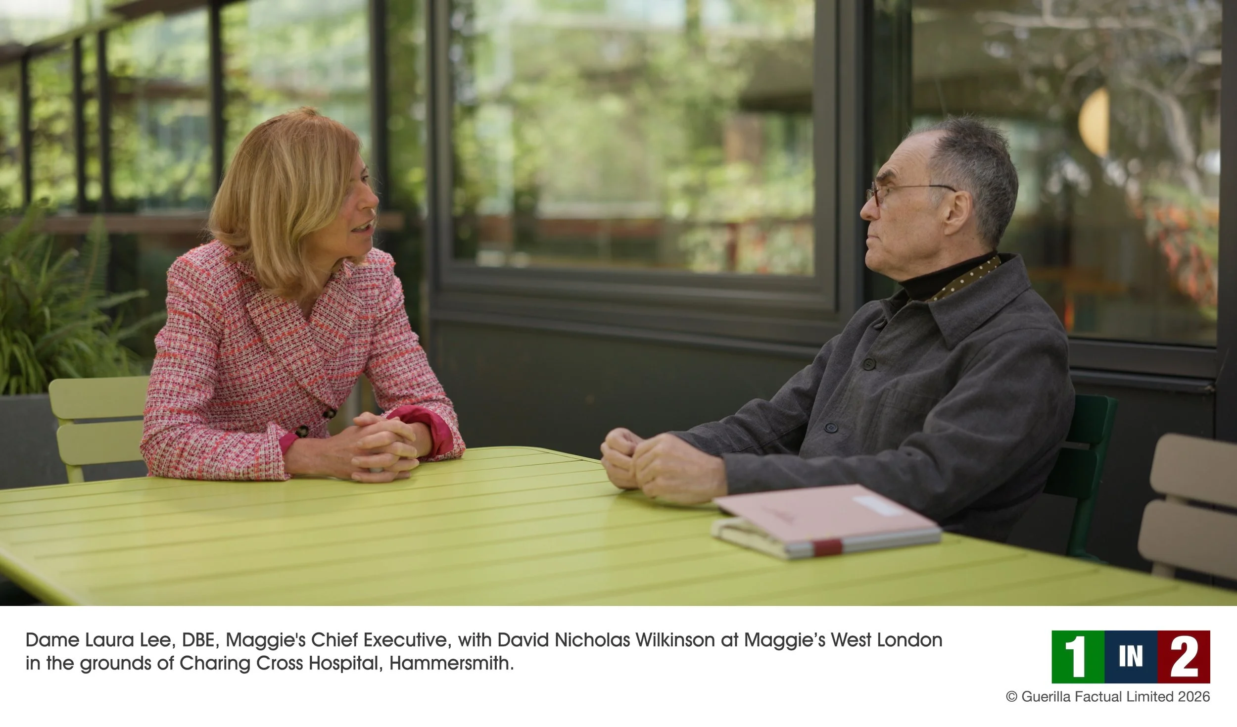 Dame Laura Lee, DBE, Maggie_s Chief Executive, with David Nicholas Wilkinson at Maggie’s West London in the grounds of Charing Cross Hospital, Hammersmith.jpg