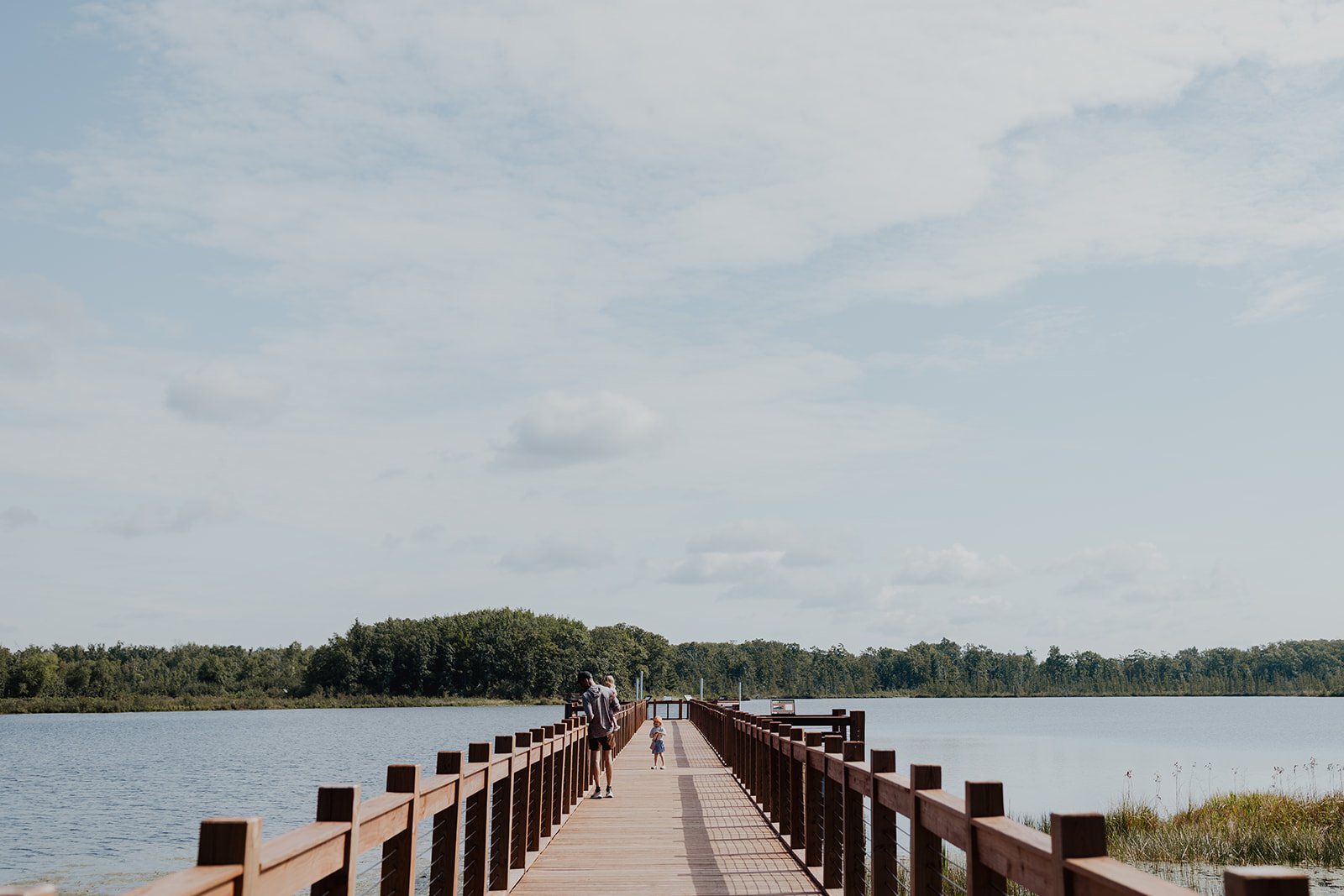 Boardwalk leading to the Milford Mine cave-in site on Milford Lake in Crosby, MN