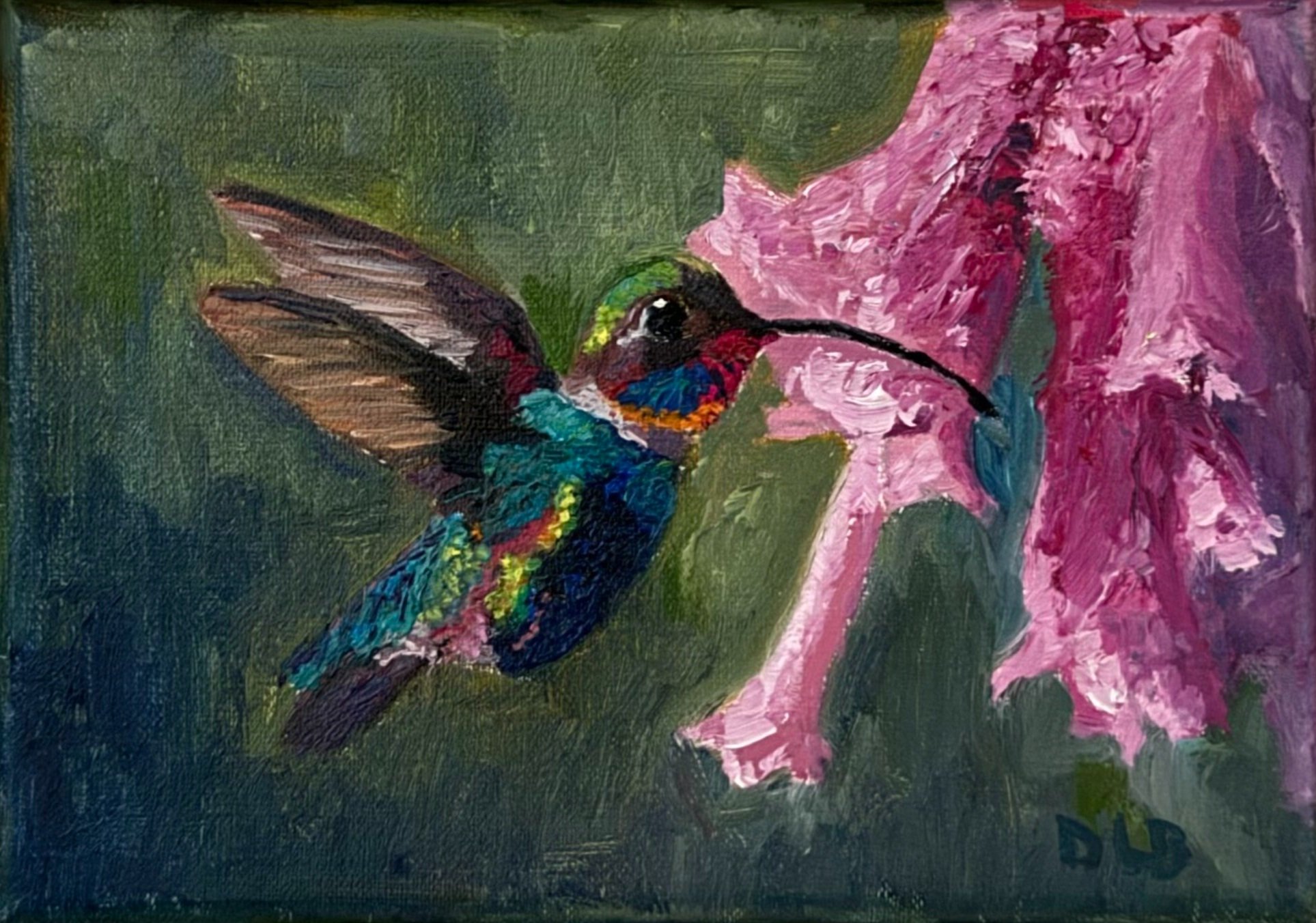 Hummingbird 
5x7 oil on line
$90