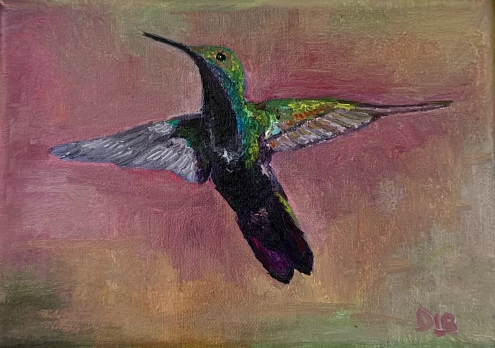 Flying Hummingbird
5x7 oil on linen
$90