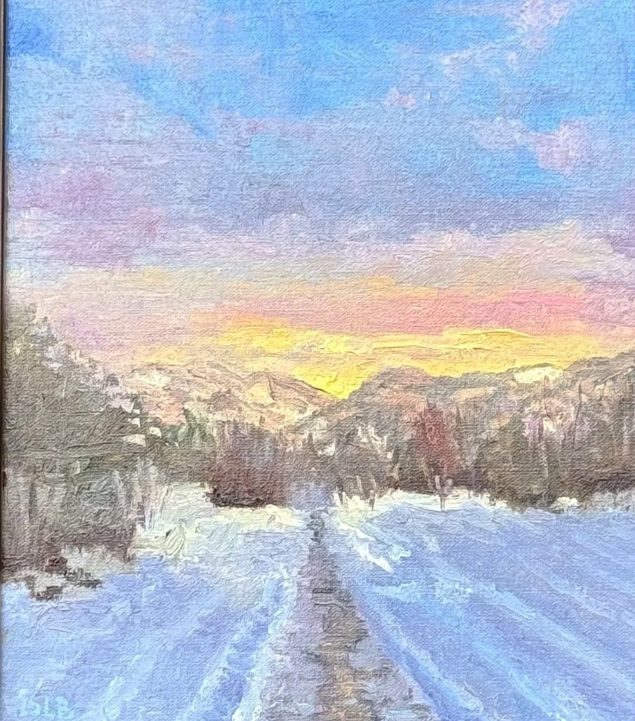 The Family Farm in Winter 8x10 oil on linen 