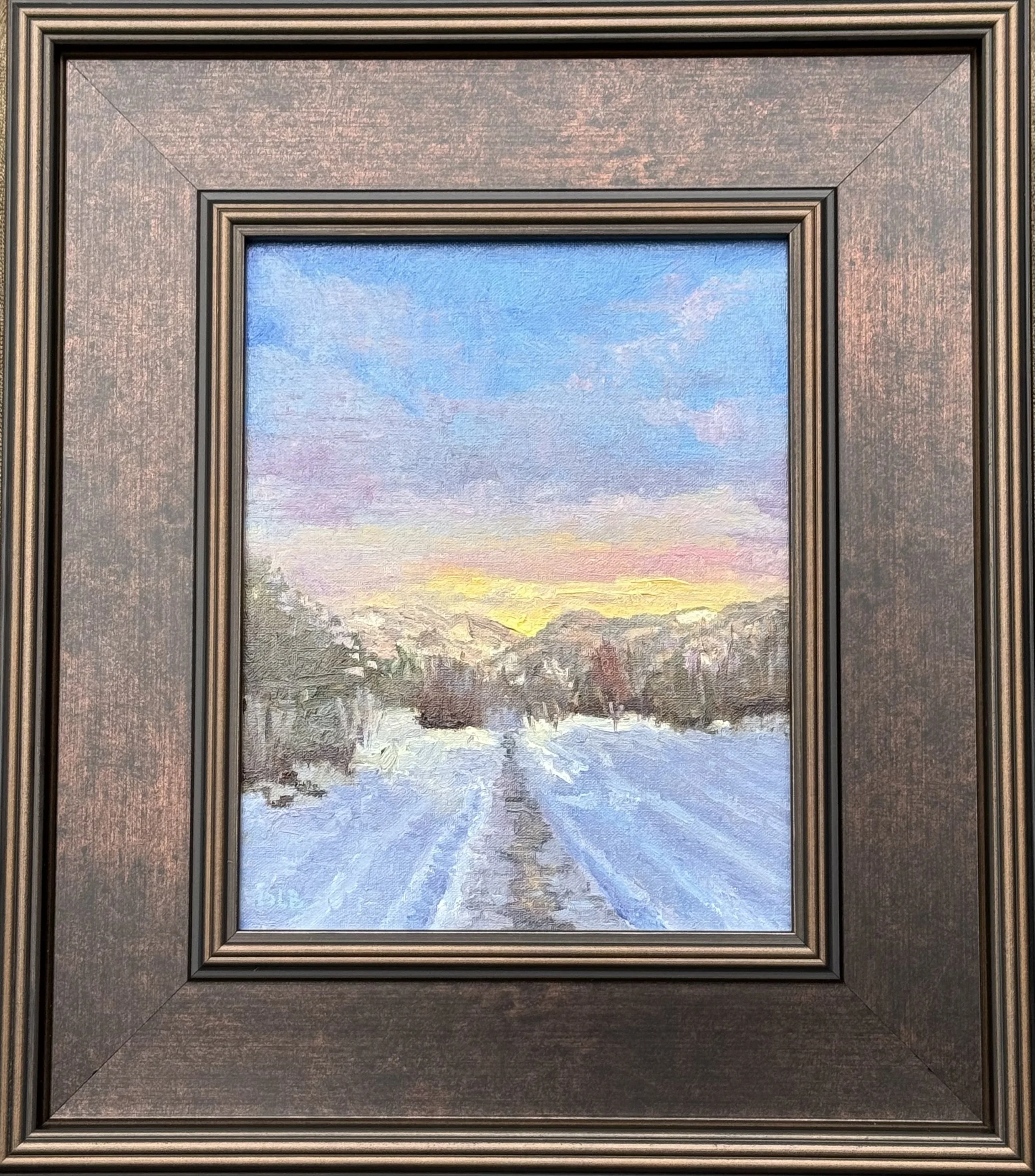 The Family Farm in Winter 8x10 oil on linen 