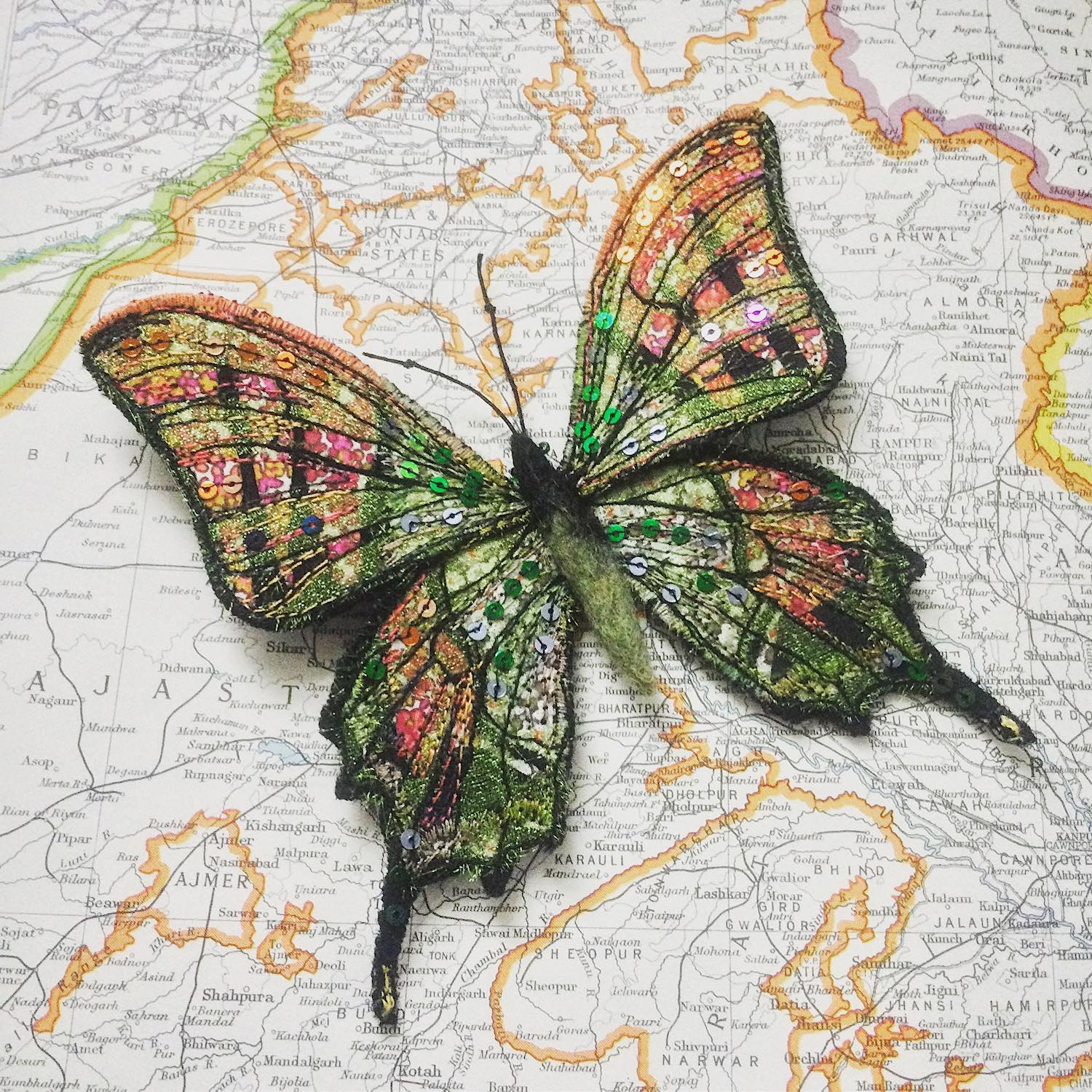 Beautiful hand embroidered butterfly