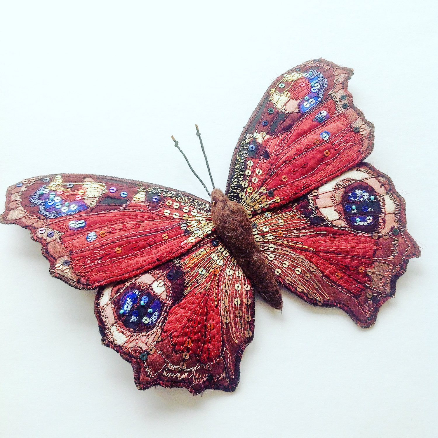 Embroidered butterfly brooch