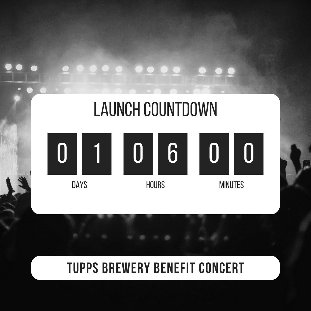 Only one day left until the Tupps Brewery Benefit Concert, where you'll experience the extraordinary @emeraldcityband! 🎶Don't miss out on this incredible event with fantastic music, savory BBQ from @notjustq, gourmet grilled cheese sandwiches from @