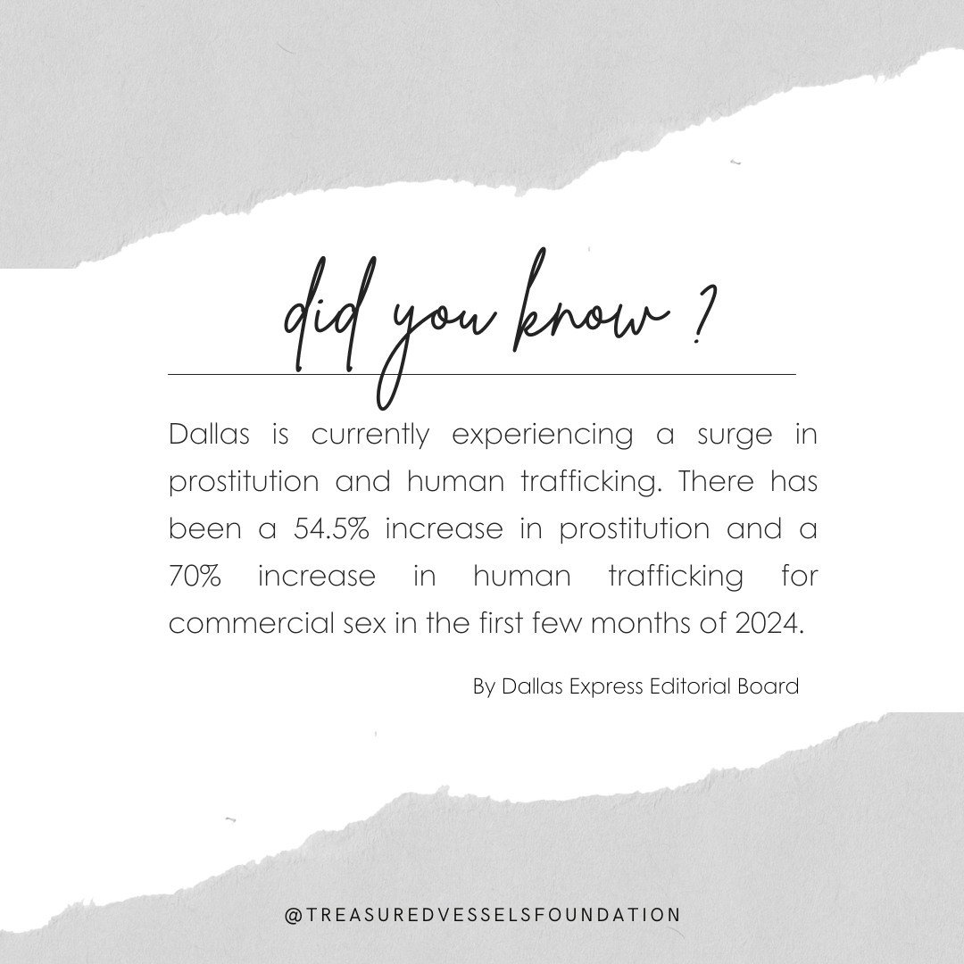 Did You Know? ✨

Dallas is currently experiencing a surge in prostitution and human trafficking. There has been a 54.5% increase in prostitution and a 70% increase in human trafficking for commercial sex in the first few months of 2024.

Read the who