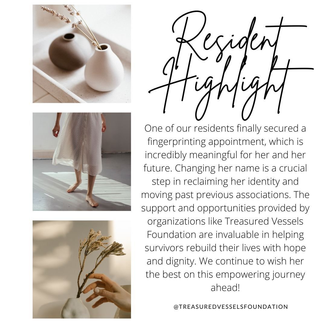 ✨Resident Highlight✨

One of our residents has finally secured a fingerprinting appointment, a significant milestone for her future. Changing her name is a powerful step in reclaiming her identity and breaking free from past associations. 

Organizat