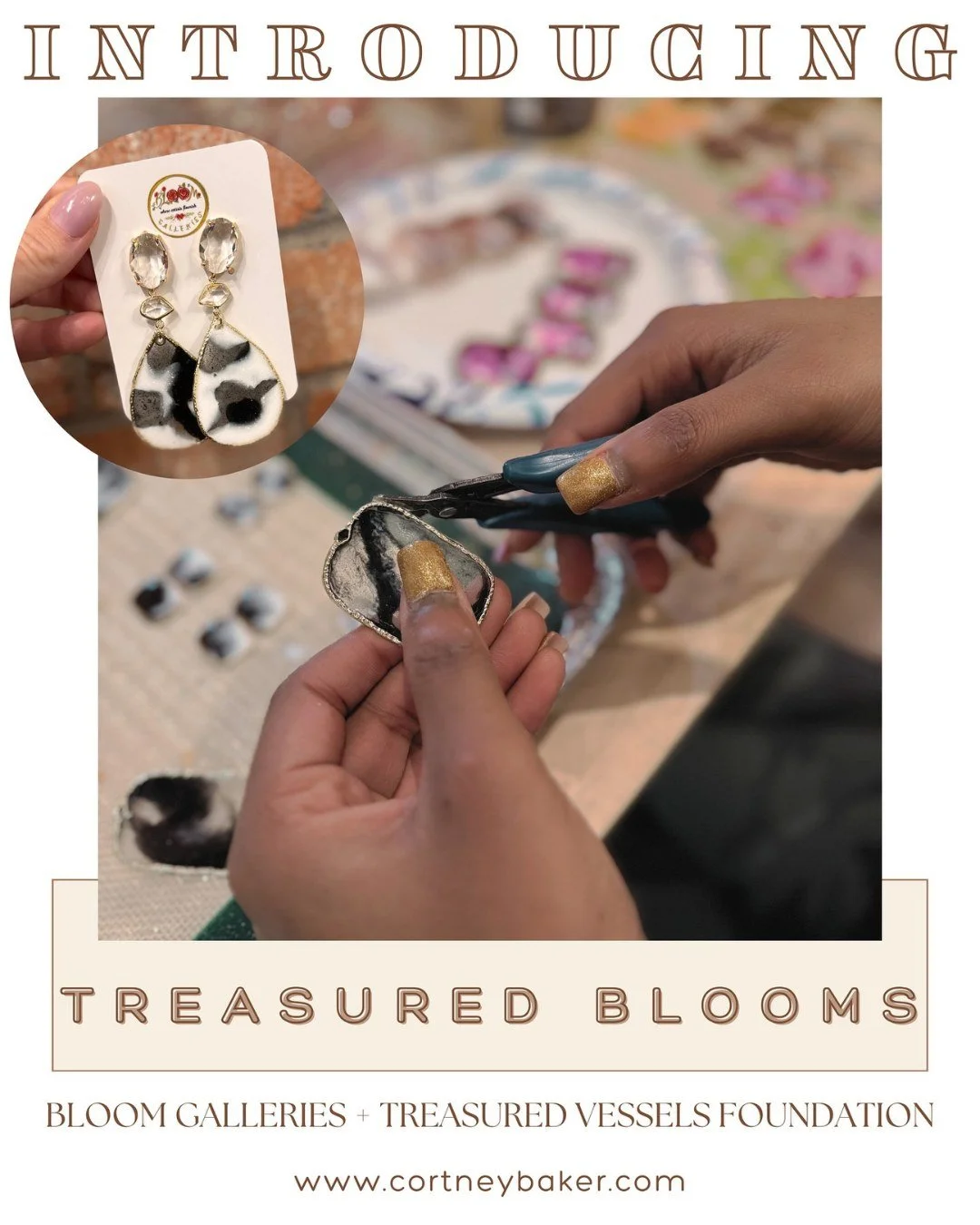 ✨ Introducing Treasured Blooms ✨

We are honored to partner with Bloom Galleries and founder Dr. Cortney Baker to launch a collection unlike any other. Together, our residents have learned the art of jewelry-making from start to finish&mdash;transfor