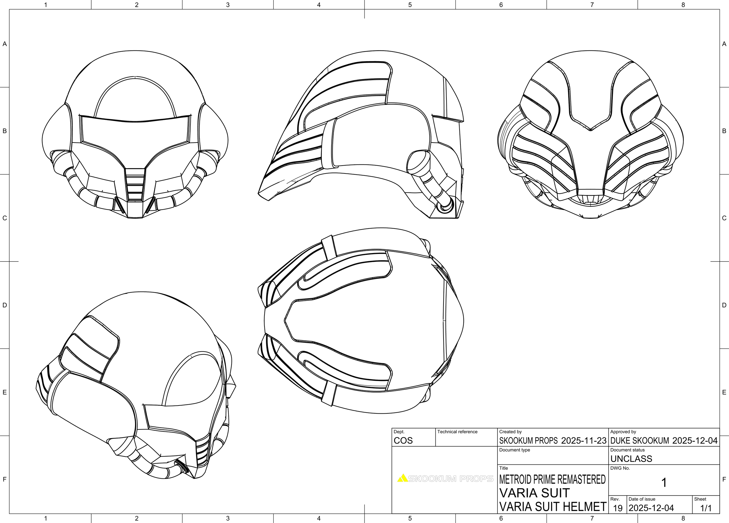 Varia Suit Helmet 3D Model for Cosplay Armour Inspired by Metroid Prime Remastered
