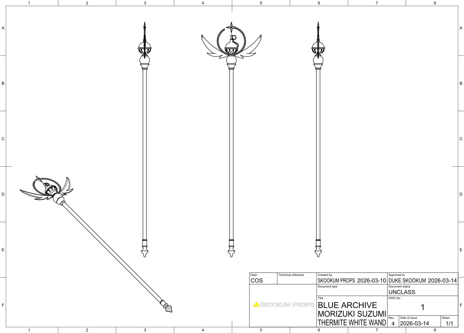 Thermite White Wand 3D Model for Cosplay Prop Inspired by Blue Archive