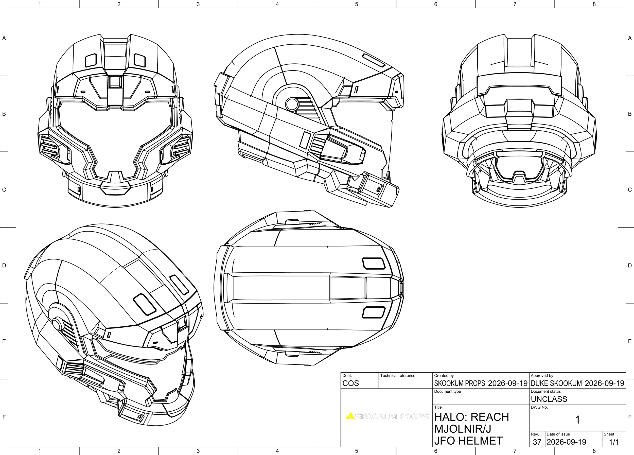 JFO Helmet 3D Model for Cosplay Armour Inspired by Halo Reach