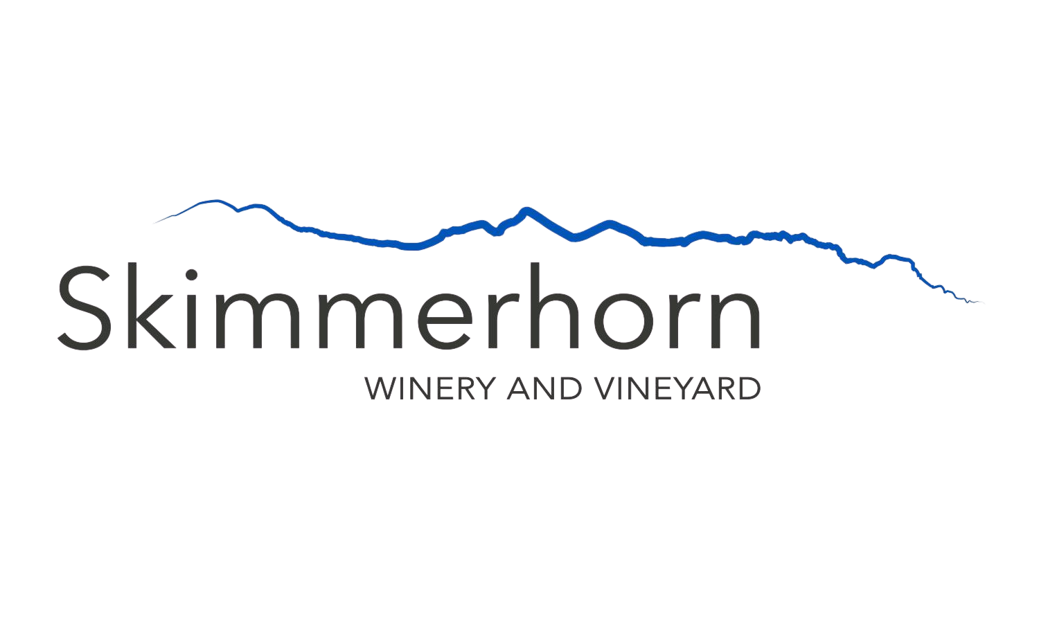 Logo of Skimmerhorn Winery and Vineyard with a stylized mountain range above the text