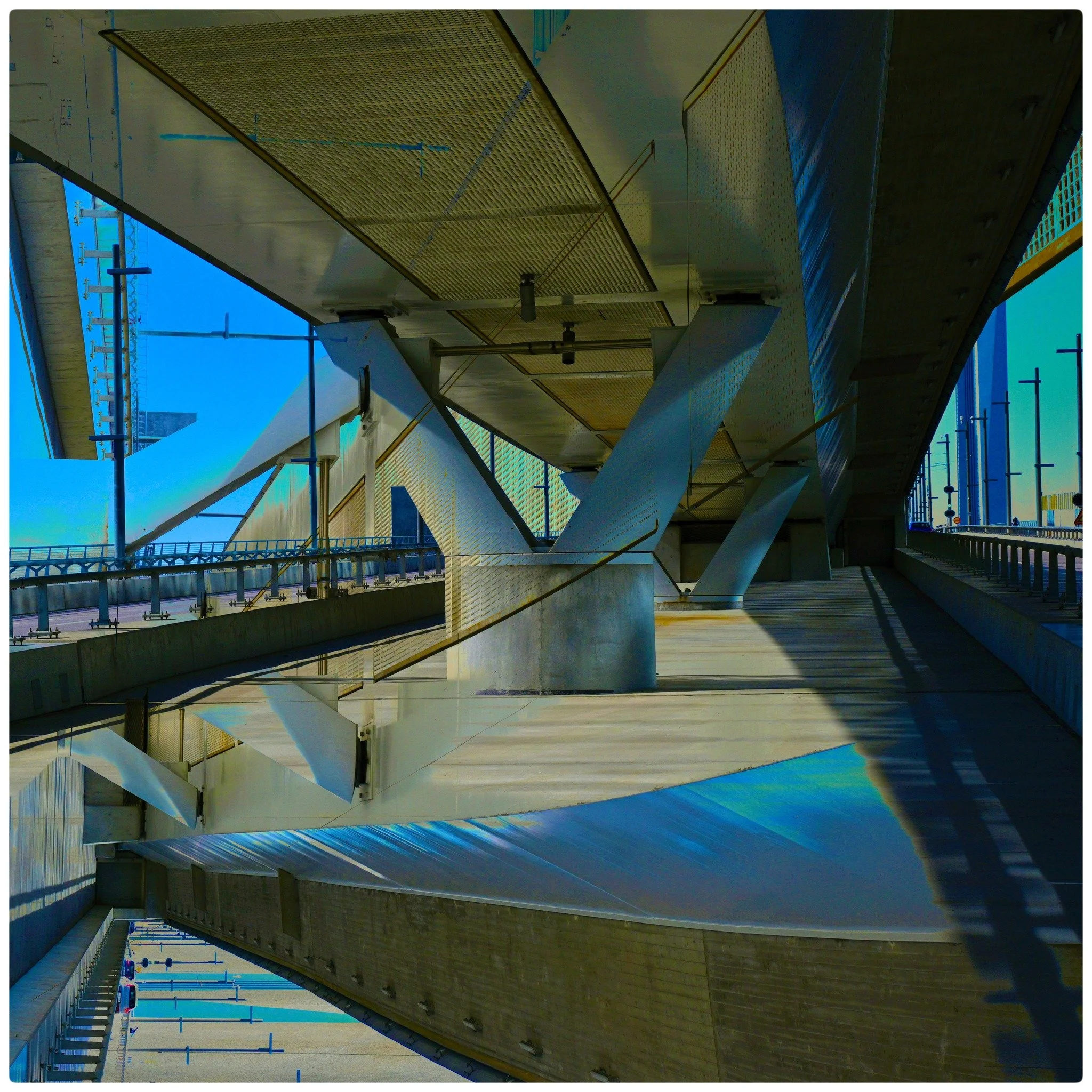 FEATURED IMAGE BY @janekennett583 
Multiple exposure photography image of a road bridge forming an abstract picture with vibrant blue colours

This mini series is all about Gothenburg, that wonderful city where architecture, meets islands, meets fore