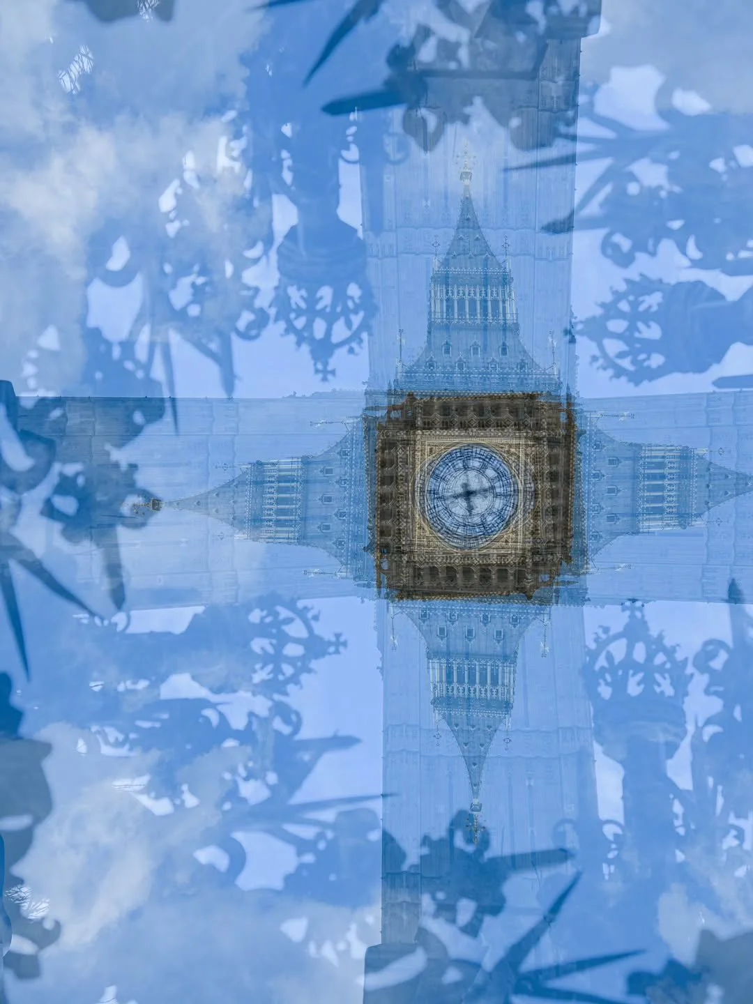 Multiple exposure (x4) in camera 📸

I have not had the pleasure of photographing Big Ben - or more accurately the Elizabeth Tower - multiple exposure style before.  I thought I couldn't get a good angle for 4 shots, each rotated at 90 degrees from t