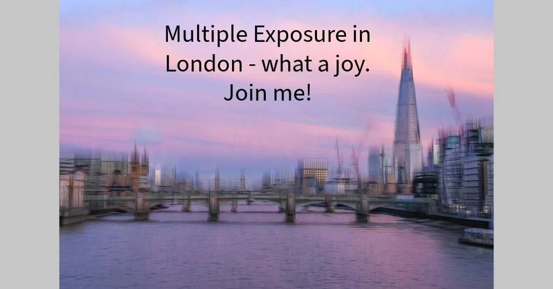 In camera Multiple Exposure 📸

I always love photographing in London and although I have led many groups along the South Bank I never tire of the sights.  As you can photograph multiple exposure in all conditions it keeps it interesting!  And I am c