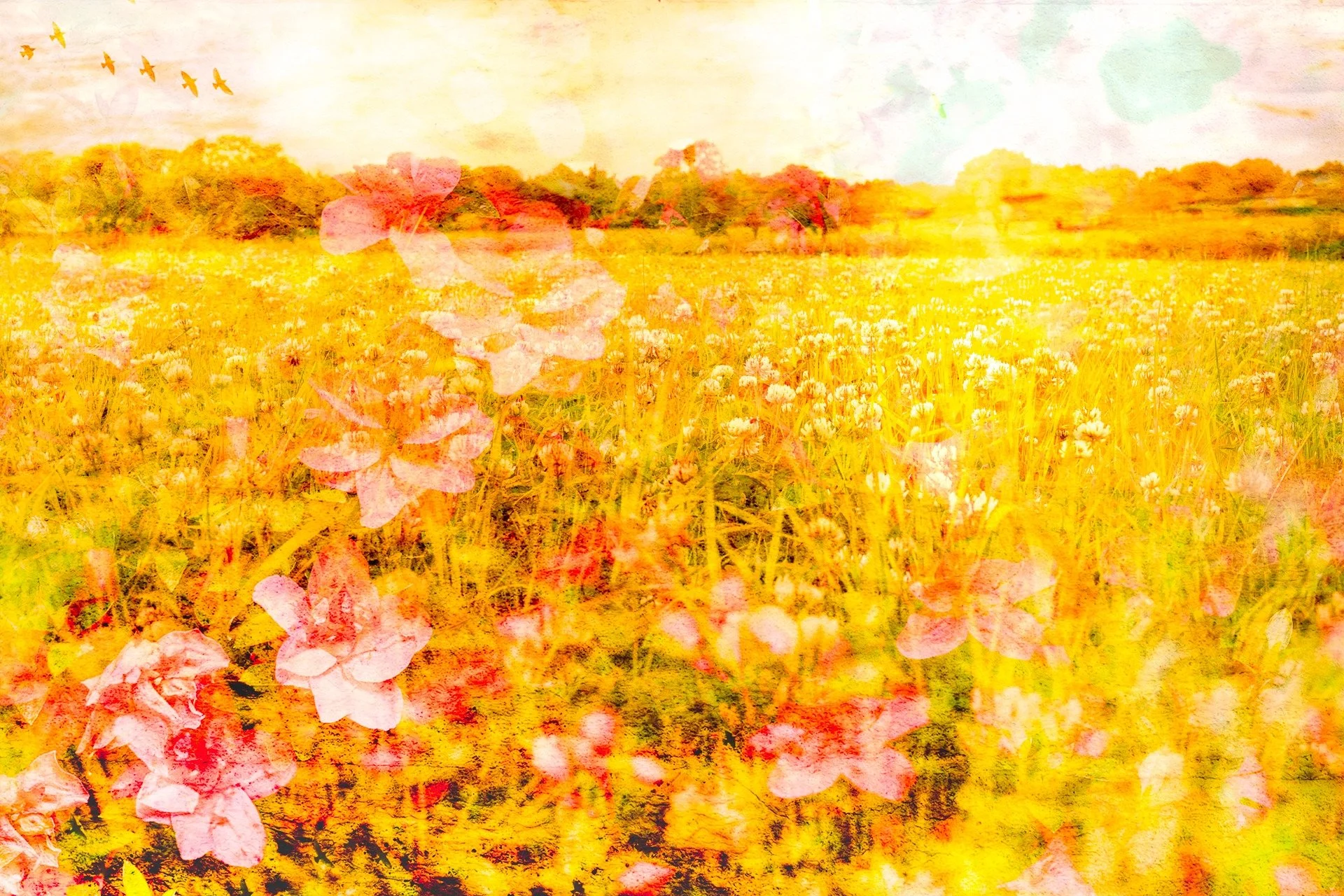 Multiple Exposure image in post processing 📸

This is another from the 'Inspired by Poetry' course and this is for the poem titled ' A Greeting' by William Henry Davies.  The poem is all about the morning sky and the sun's golden glow.  If you want 
