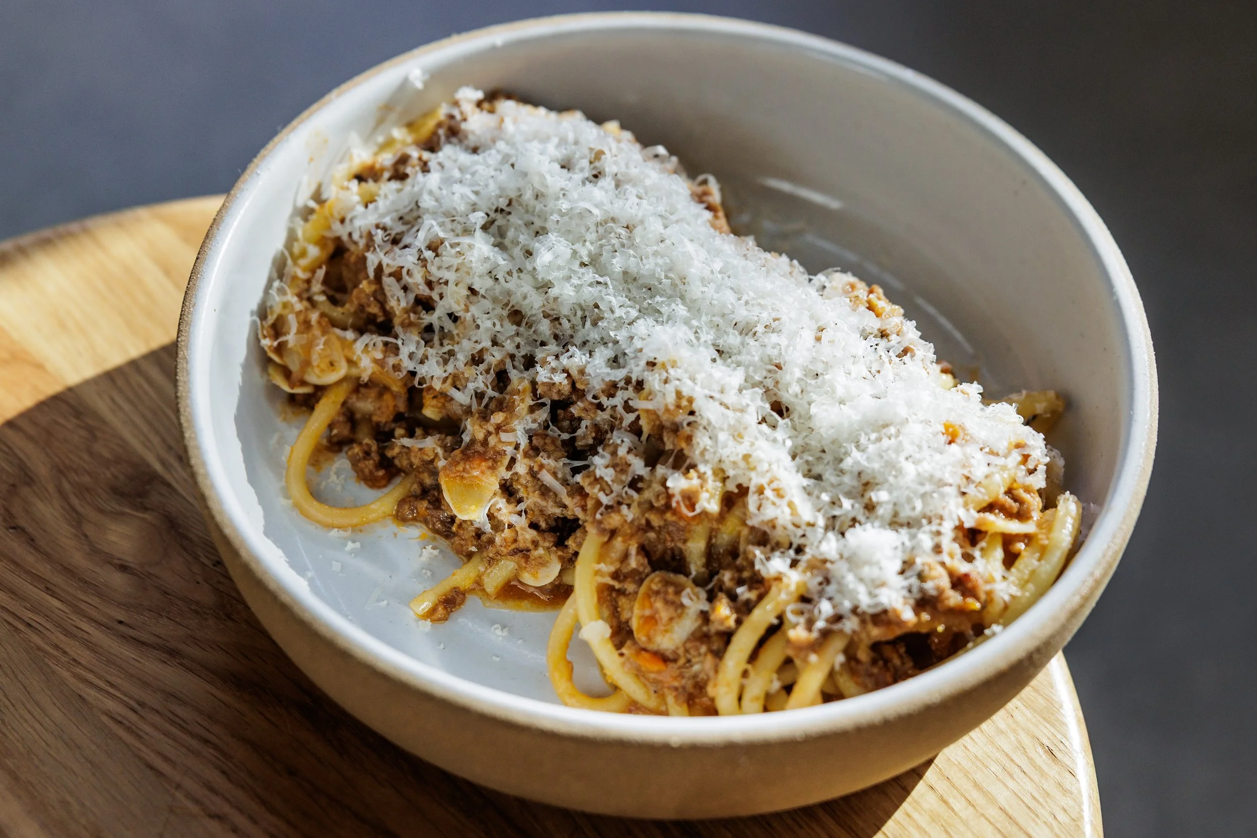 Bucatini al Ragu at Wildland Italian Restaurant in Carlsbad, CA