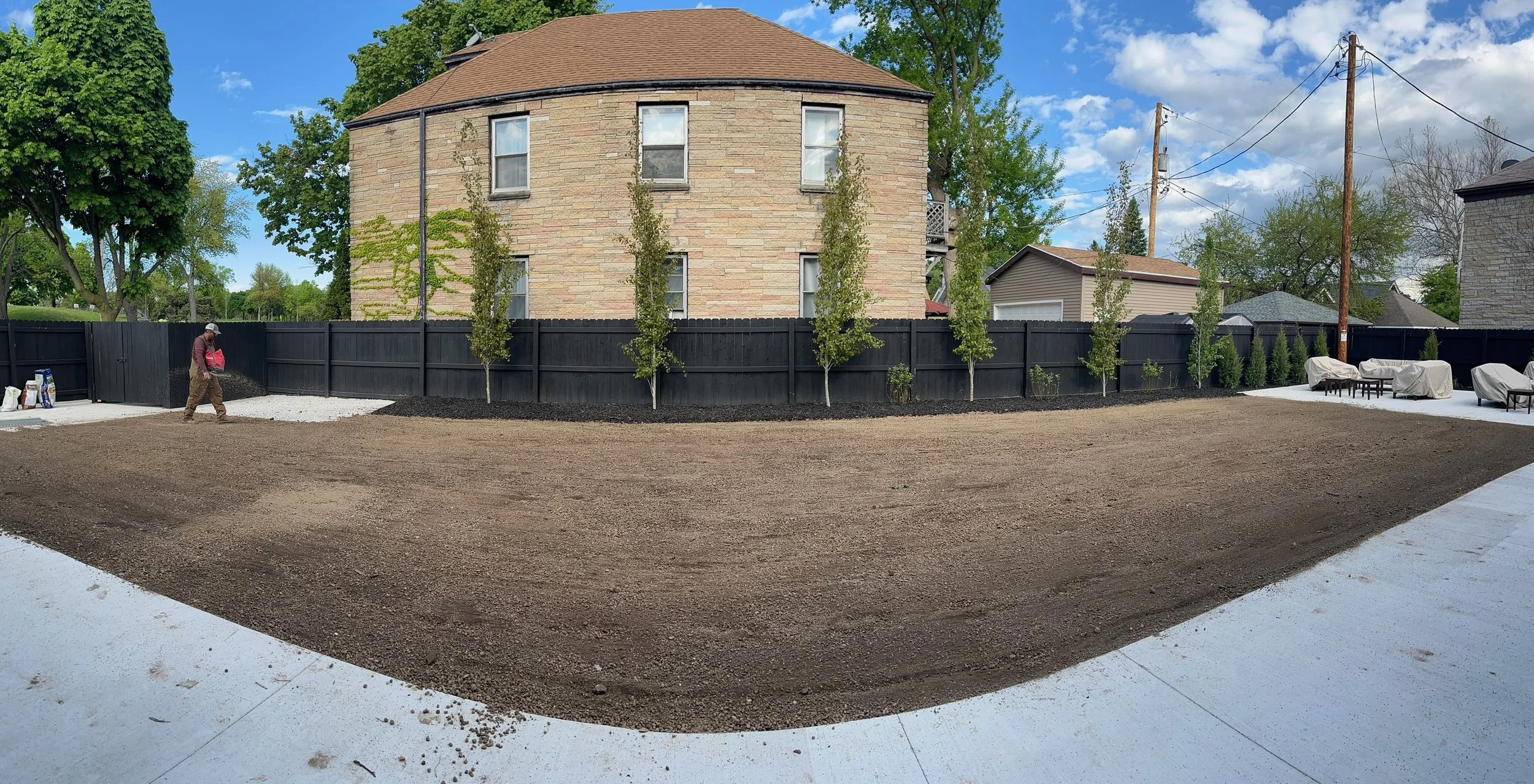grass seeding, tree and perennial planting