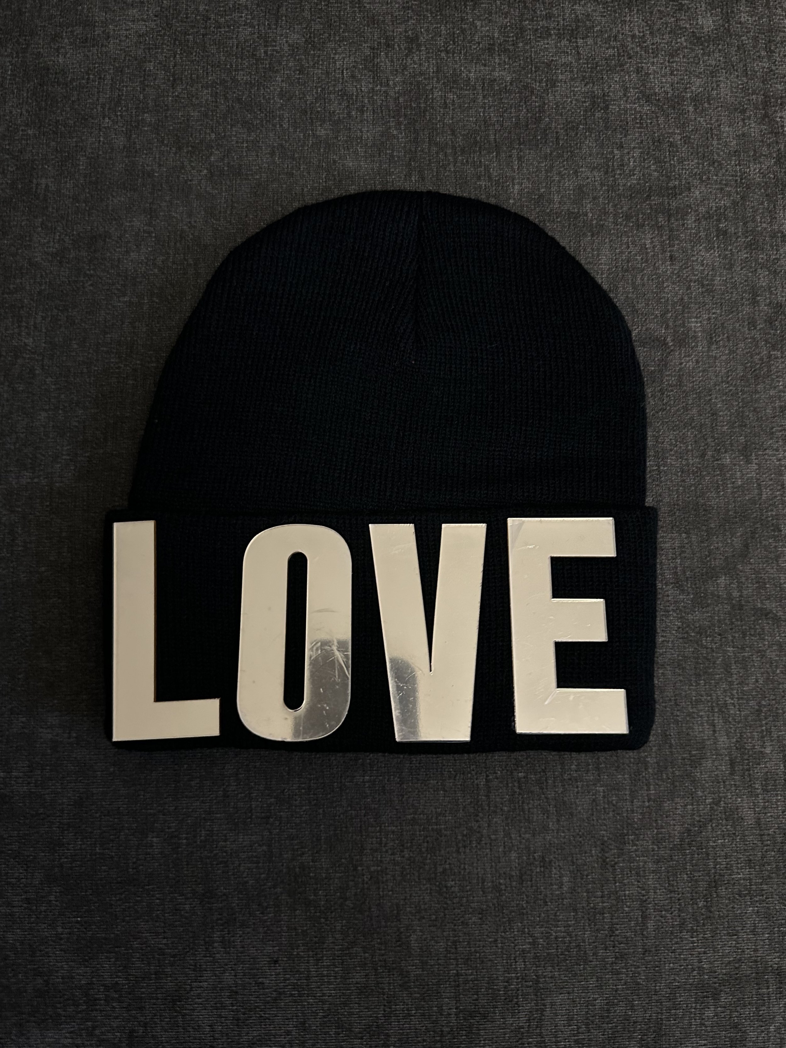 Black and Silver Love Beanie