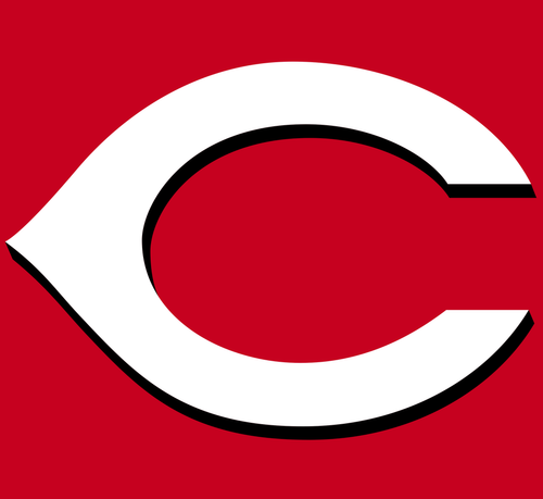 Cincinnati Reds logo featuring a large red letter "C" outlined in white and black against a red background.