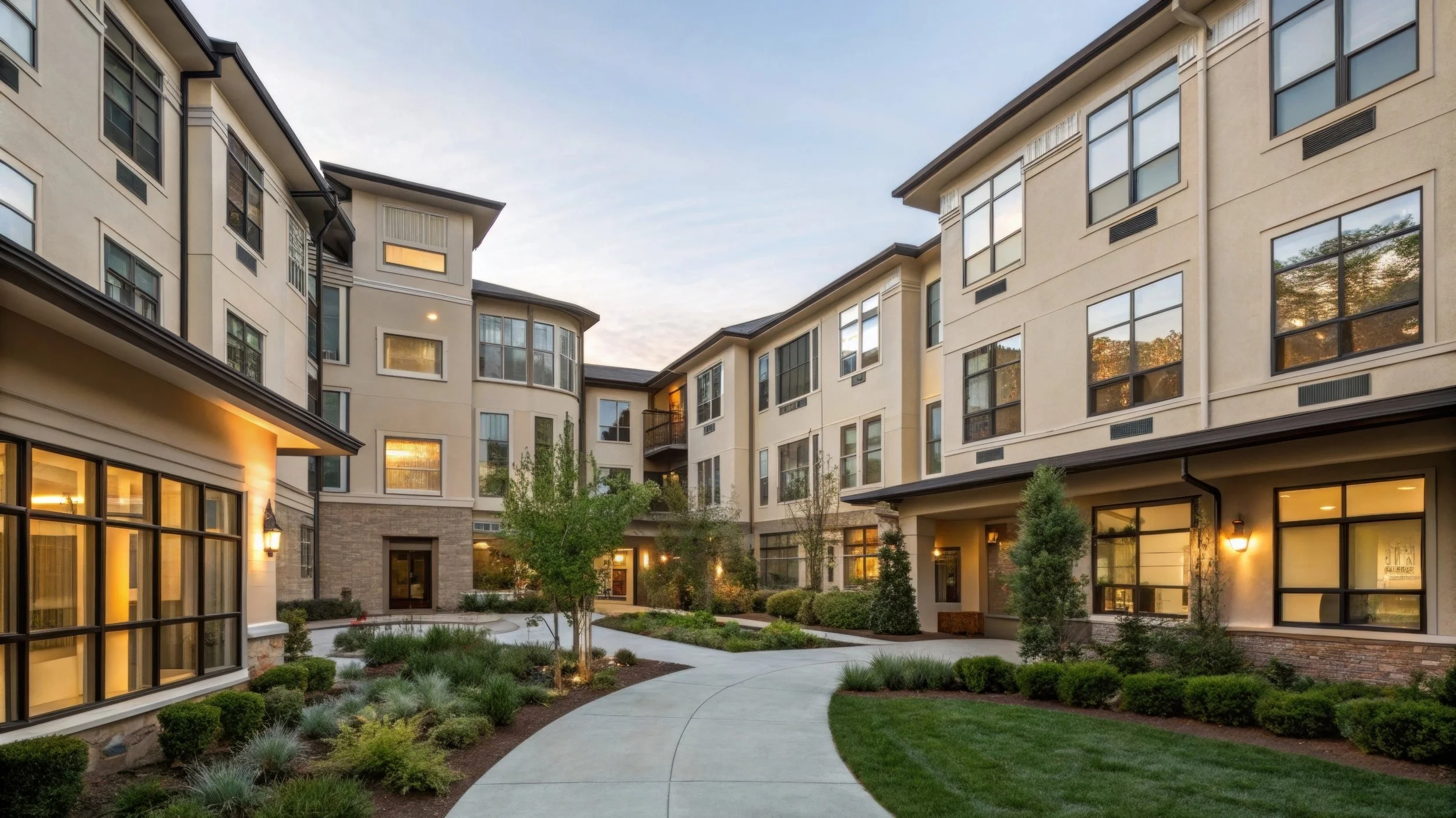 Image of the front of a tan building