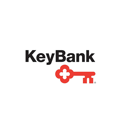 KeyBank logo with a red key incorporating a white plus sign.