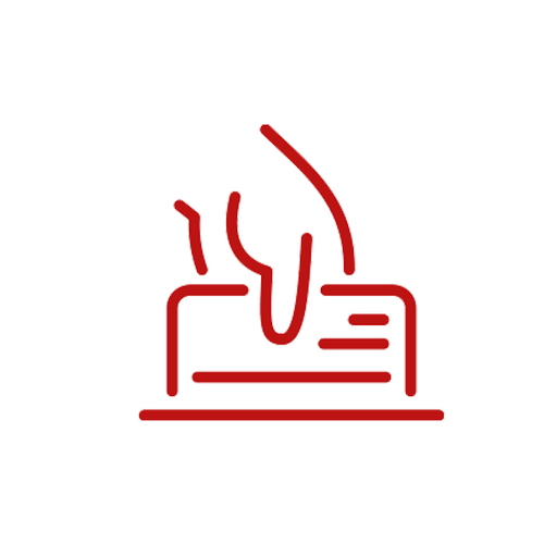 Red icon of a steaming food dish