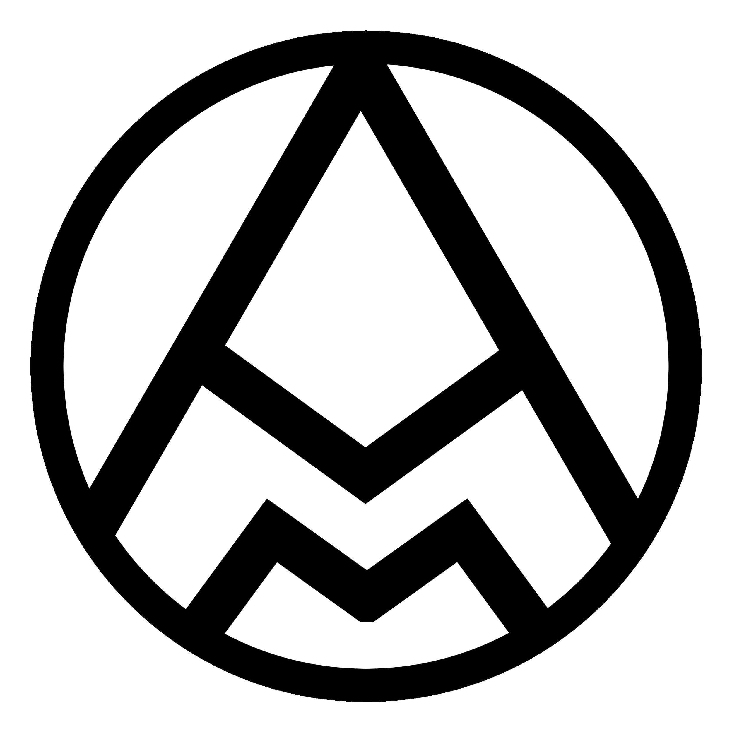 Black and white graphic design featuring a circular logo for Moloney Media, surrounded by bold black lines on a white background.