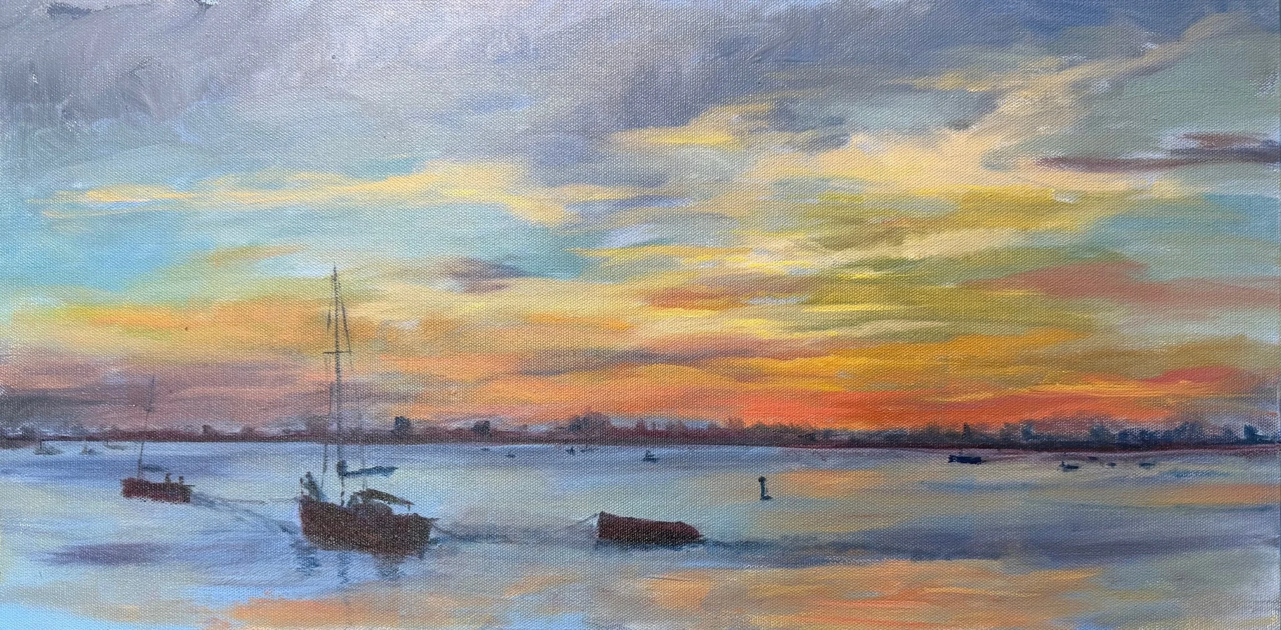 Gulfport Sunset tow to Anchor by Paula Roy