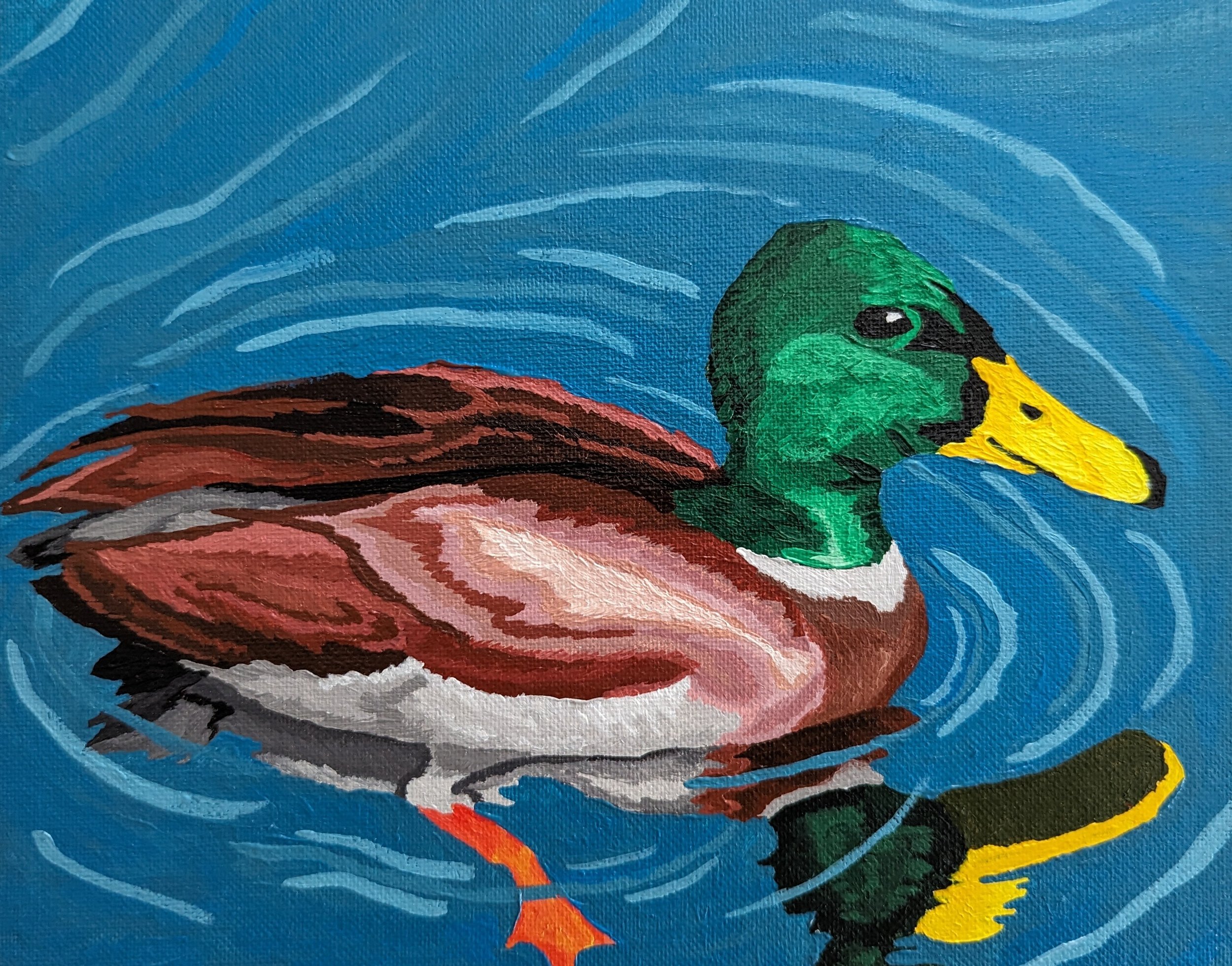 Mallard On Pond by Oscar Sainz