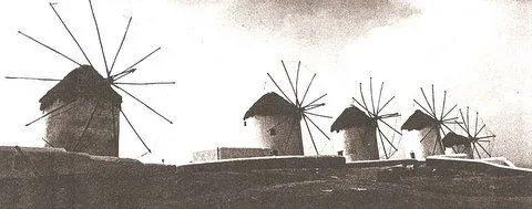 5 Windmills in Mykonos by Jude Bagatti