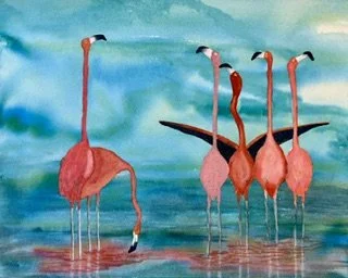 Flamingos II by Laurie Edwards