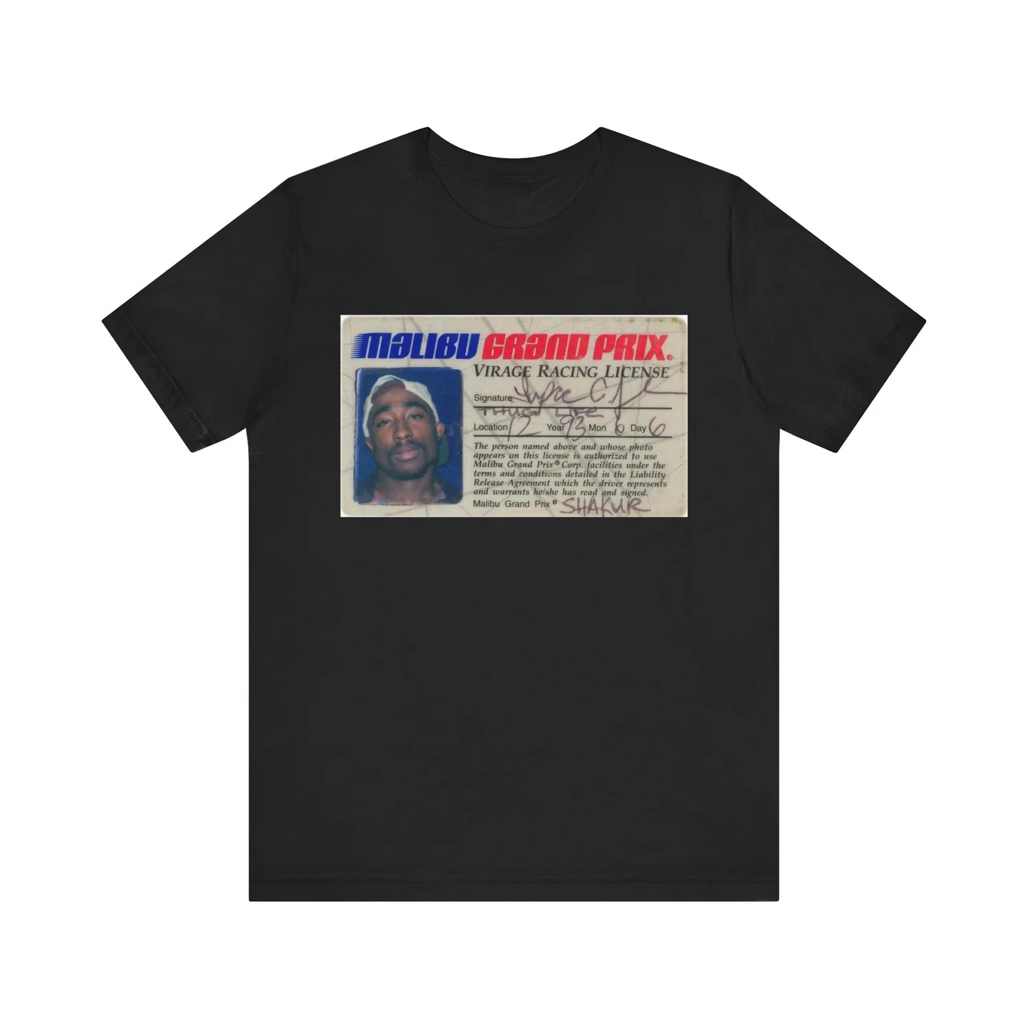 2pac Malibu License Tee Shirt — Black Arthouse Movies and Films