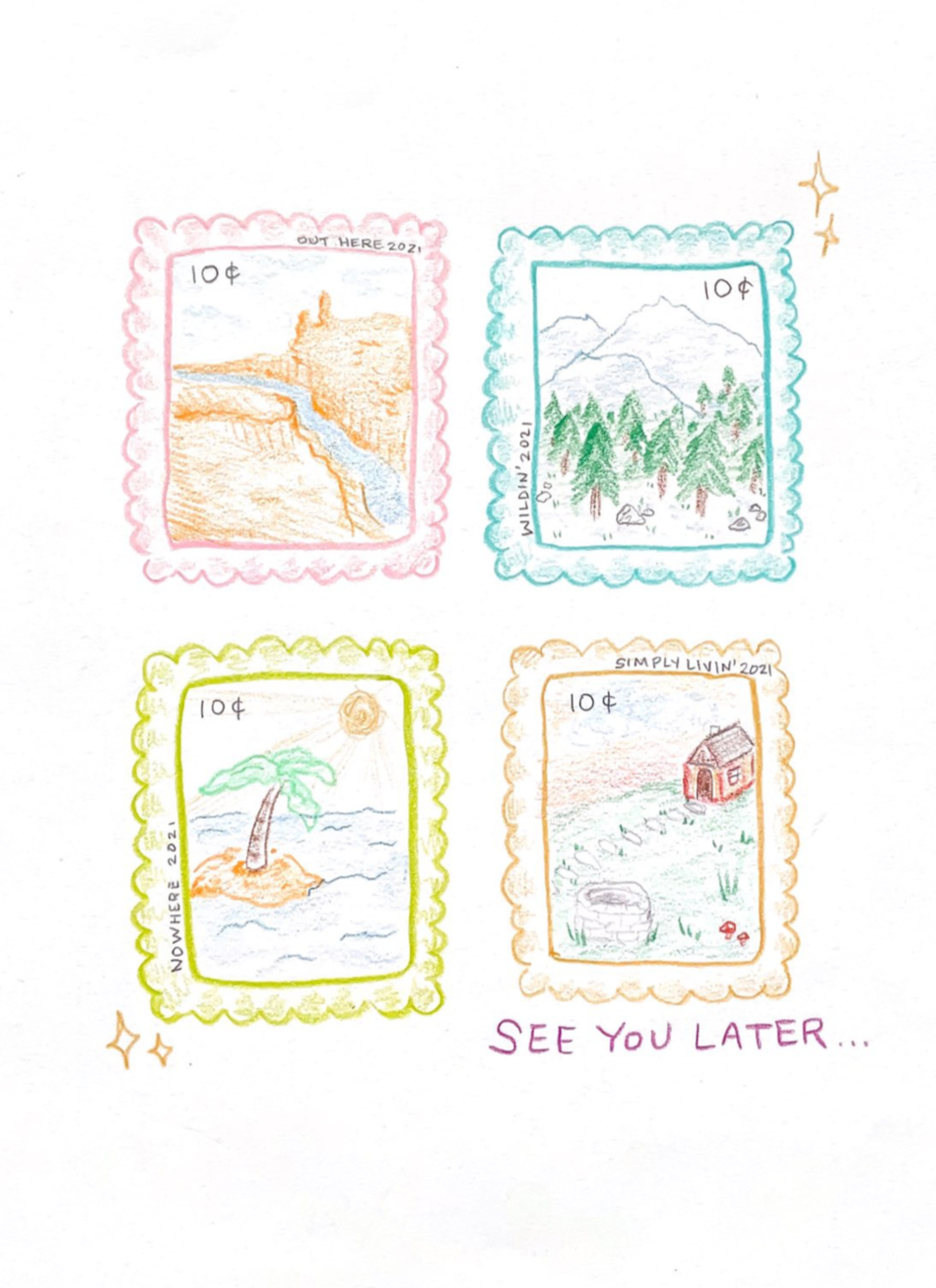 "Dreaming of Elsewhere"
colored pencils