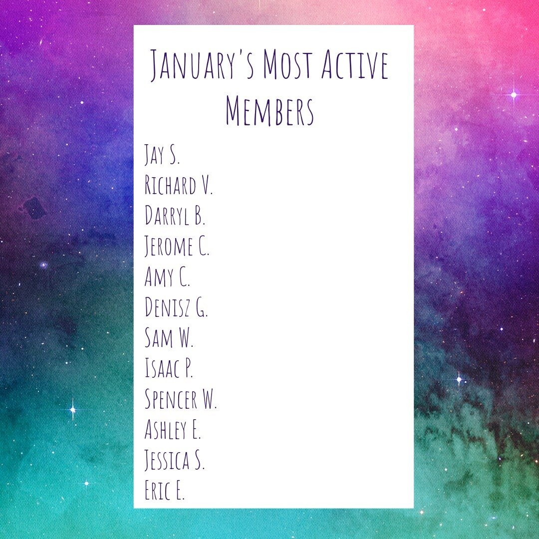 Congratulations to January's most active members! Consistency is key!