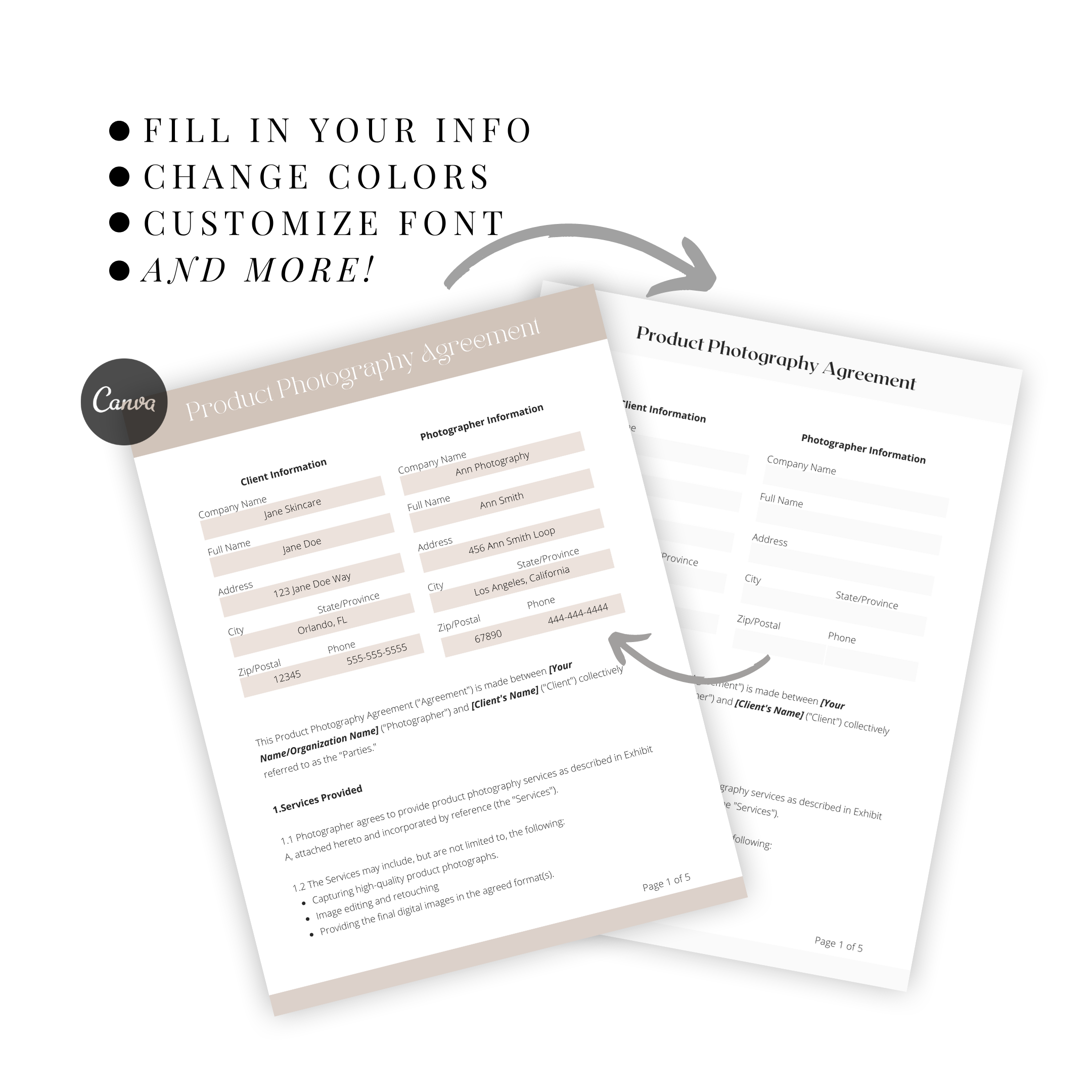 Quote & Invoice Templates for Product Photography