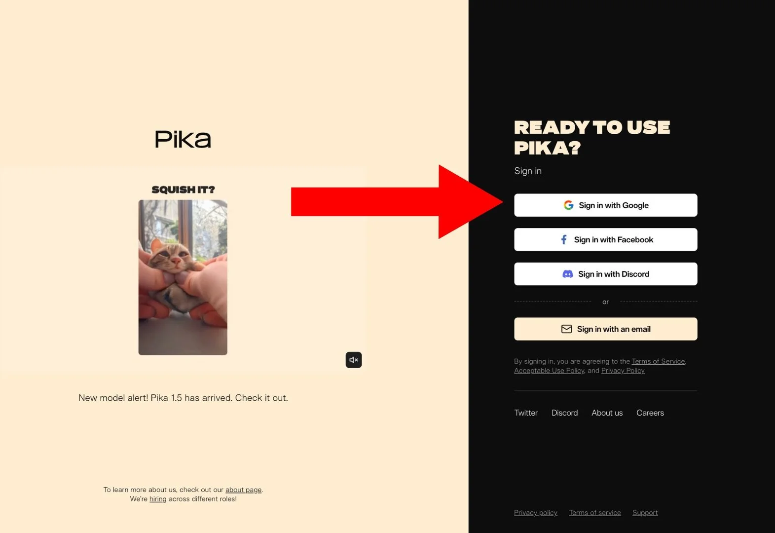 Sign up for Pika.Art