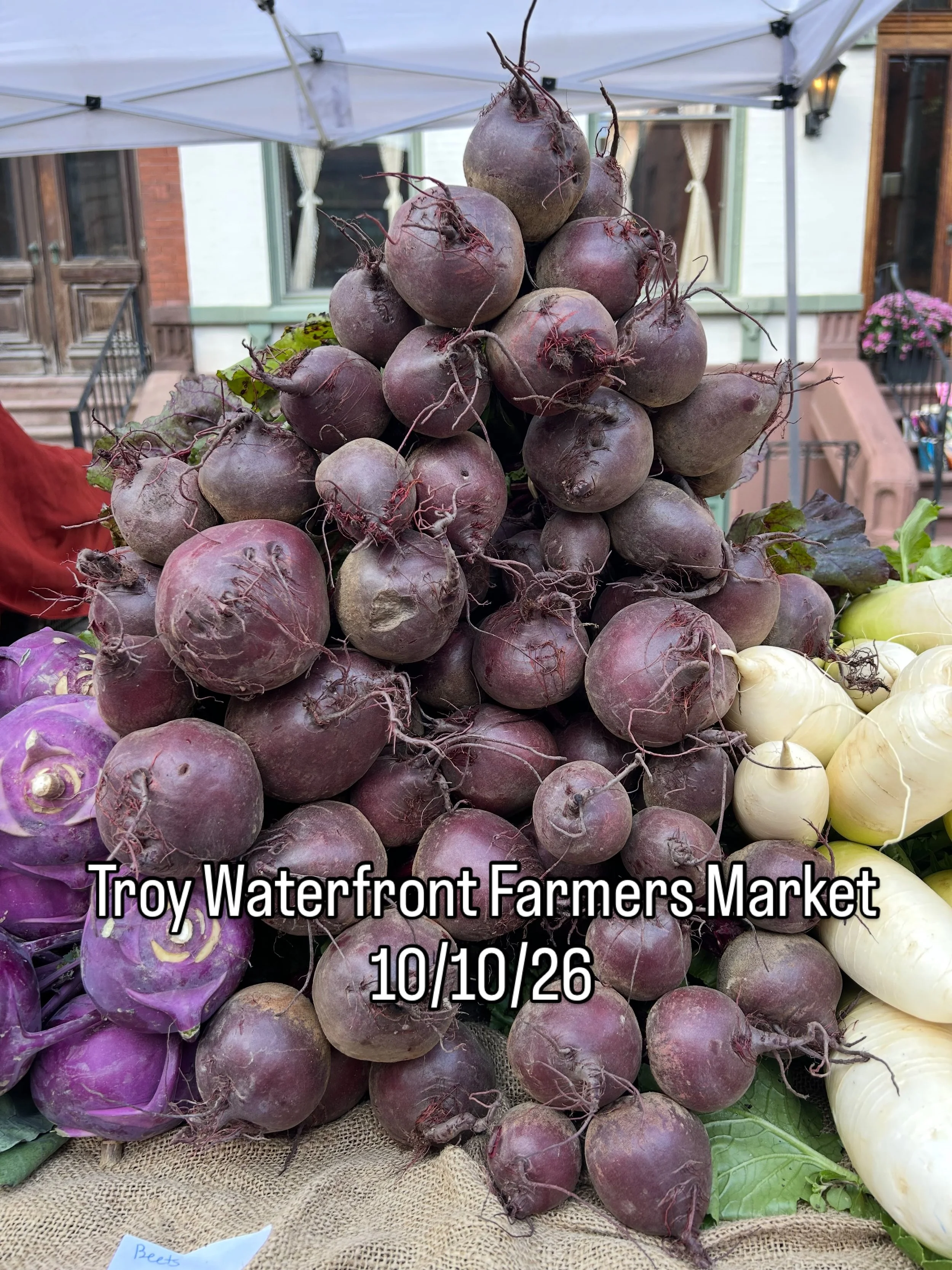 It is one of the best Market days!  Glorious fall weather, great produce! Check out the Empty Bowls on the Landing!