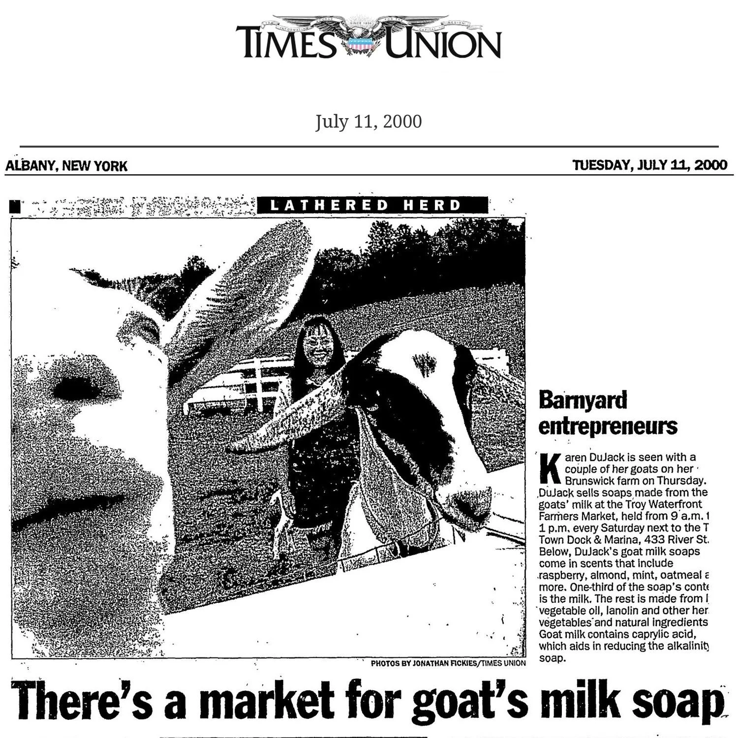 There’s a Market for Goat’s Milk Soap (Times Union)