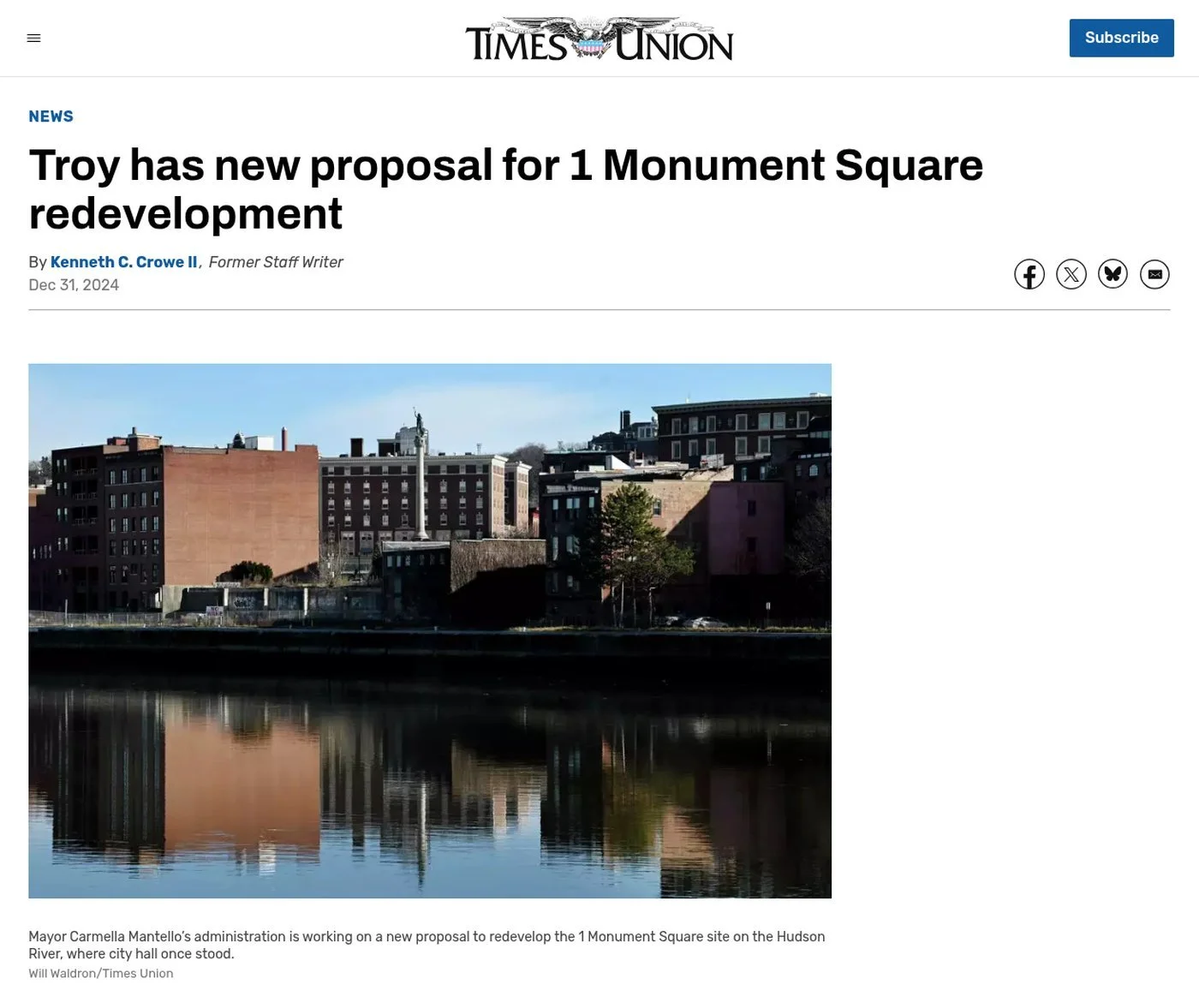 Times Union website, Dec. 31, 2024: ‘Troy has new proposal for 1 Monument Square redevelopment’ by Kenneth C. Crowe II