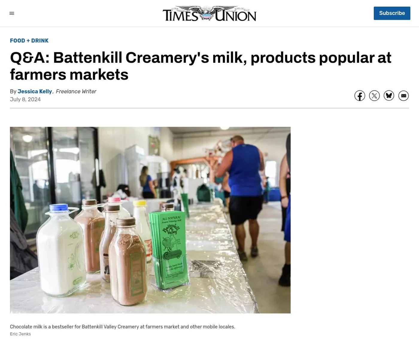 Times Union website, July 8, 2024: ‘Q&A: Battenkill Creamery's milk, products popular at farmers markets’ by Jessica Kelly