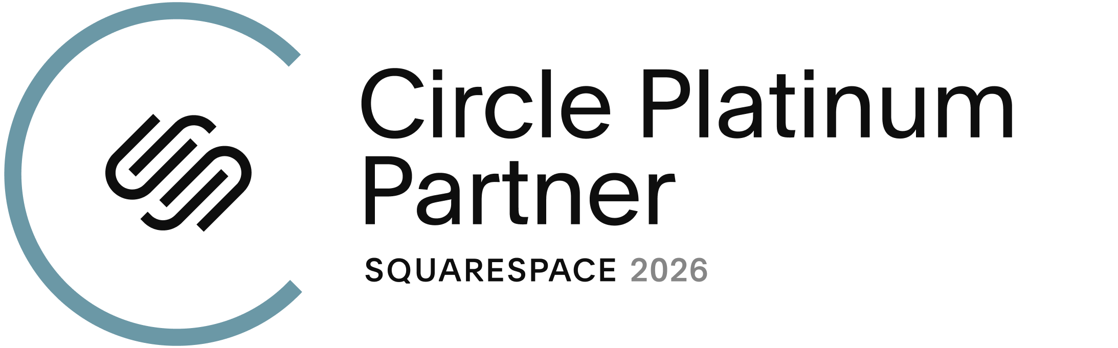Circle Platinum Partner logo with a stylized 'C' inside a partial circle, and the words 'Circle Platinum Partner Squarespace 2026'.