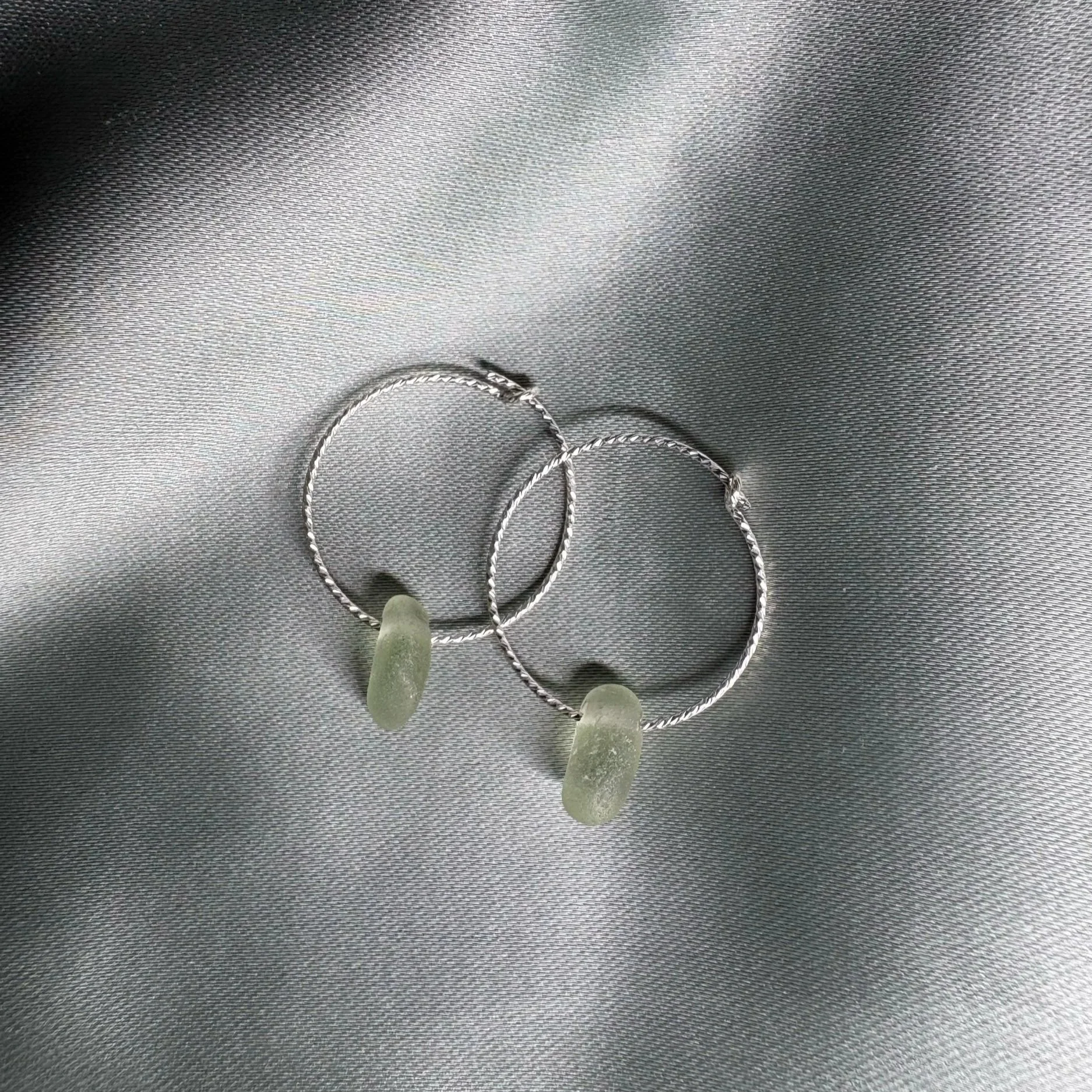 20mm Sparkle Hoops - Sage Green