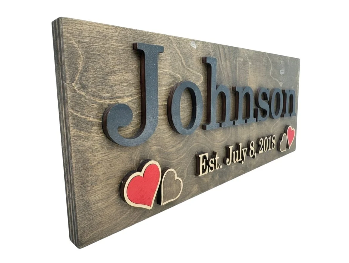 Lasered Family Name Sign - Wooden Welcome Sign - Anniversary Sign (L-30) (2).jpg