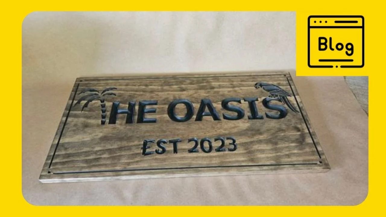 THE OASIS - palm tree and parrot outdoor backyard sign