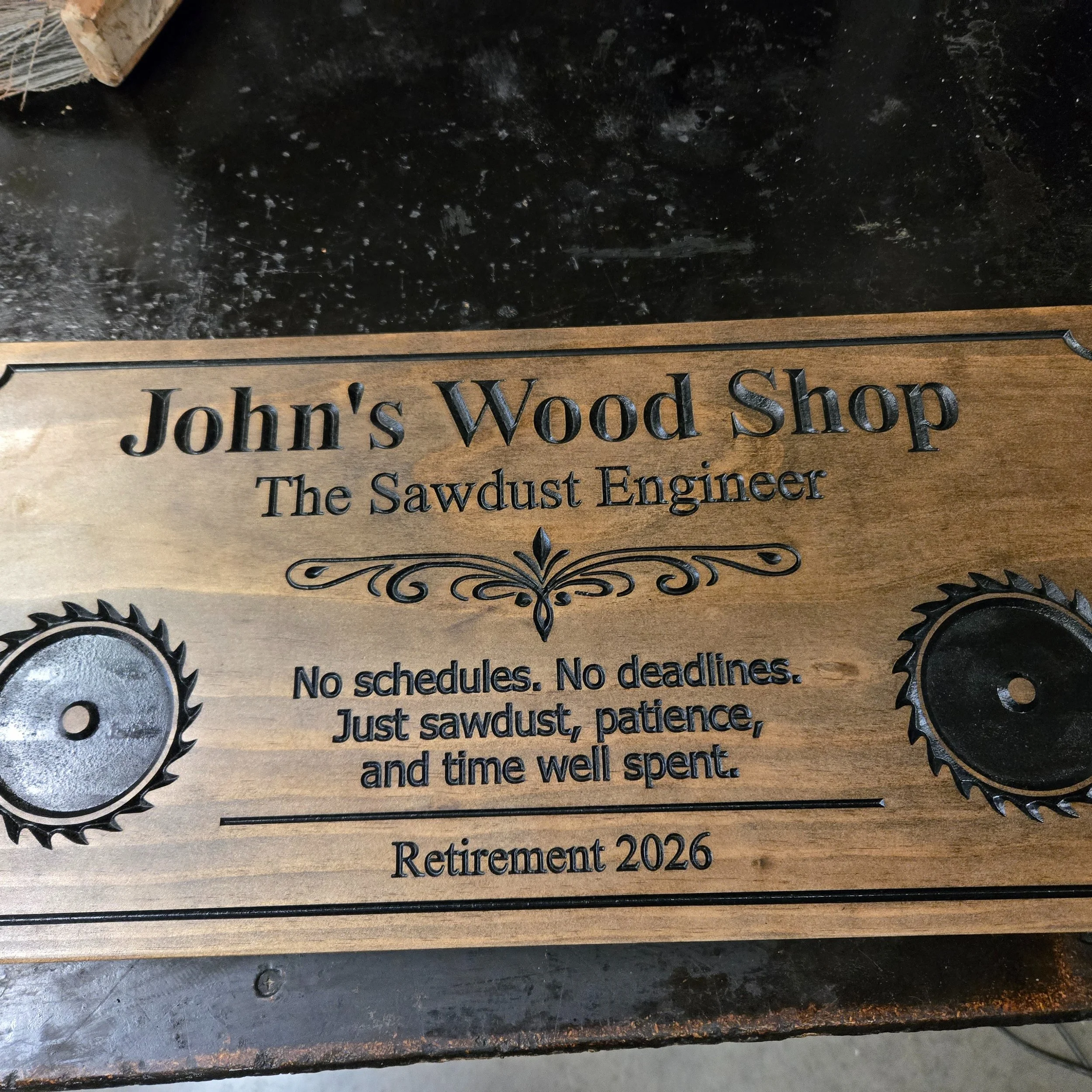 Celebrate Retirement in Style: The Perfect 23x11 Pine Workshop Sign