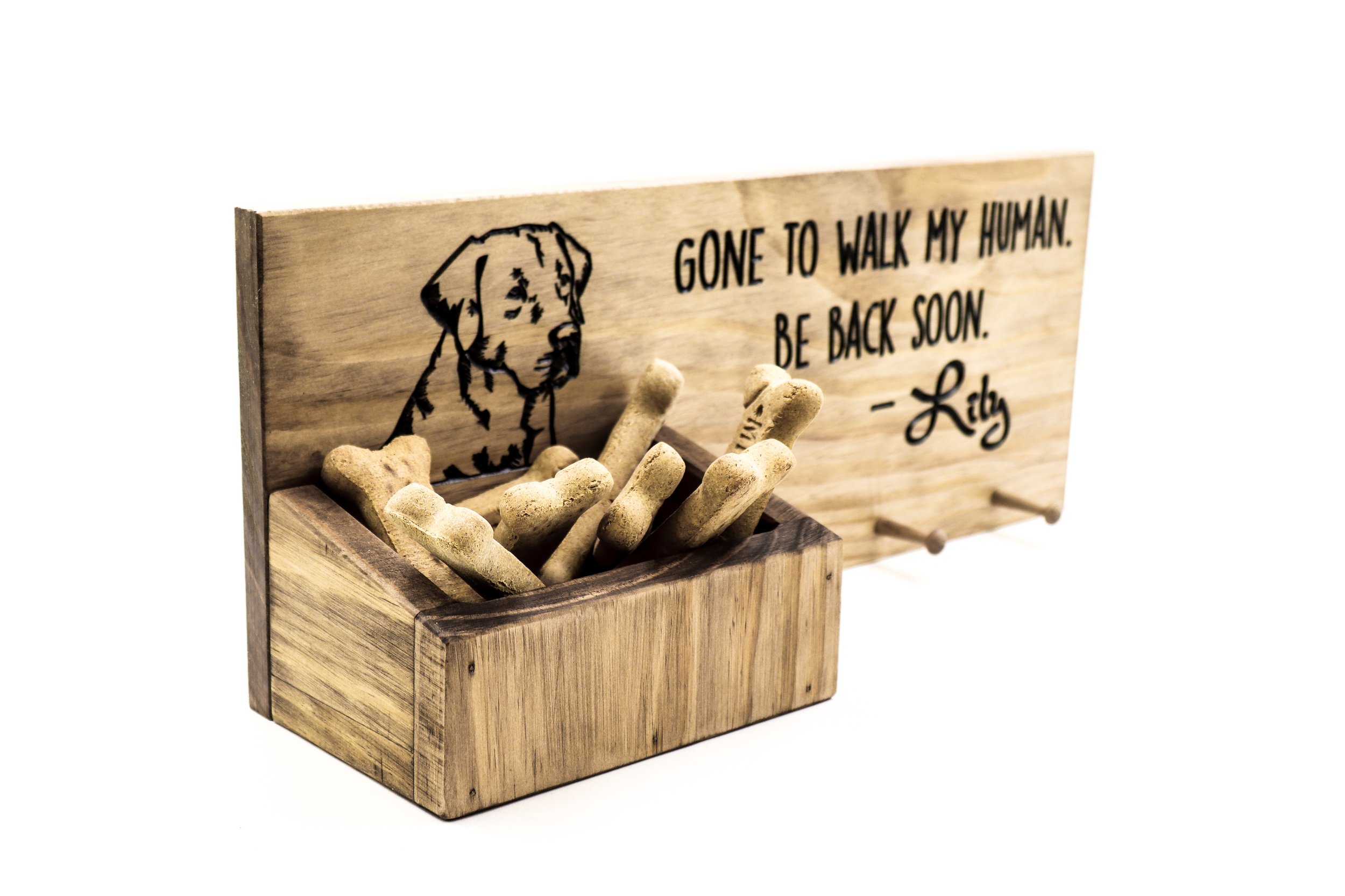 Dog Leash Holder, custom leash holder for wall, dog treat, personalized collar holder, wooden dog leash hook