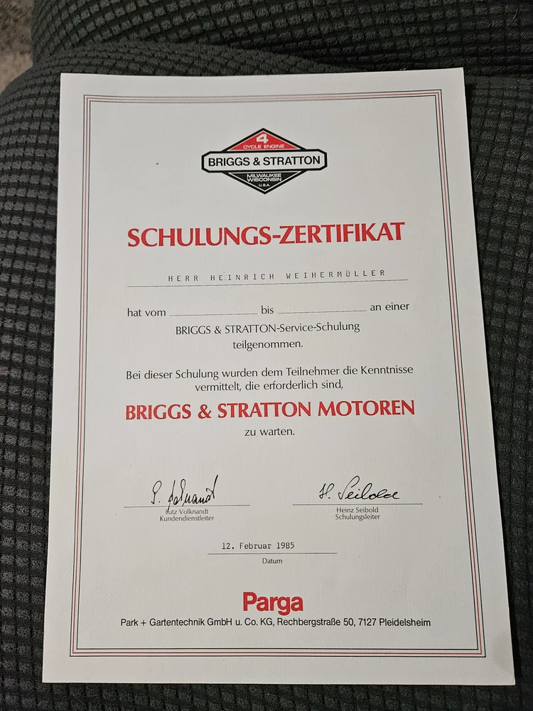 Briggs & Stratton-Lehrgang, Februar 1985