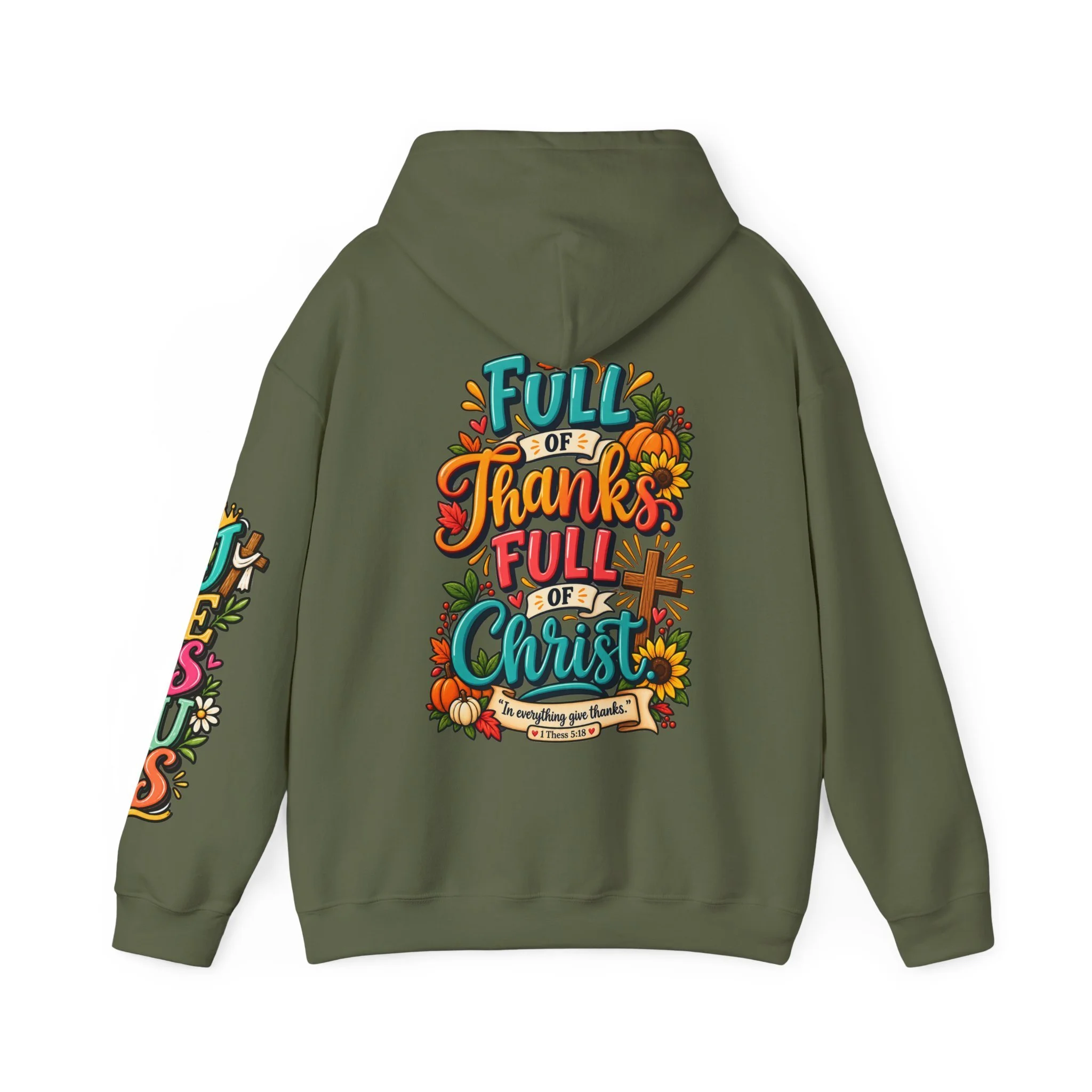 Christian Thanksgiving Hoodie — “Full of Thanks, Full of Christ”